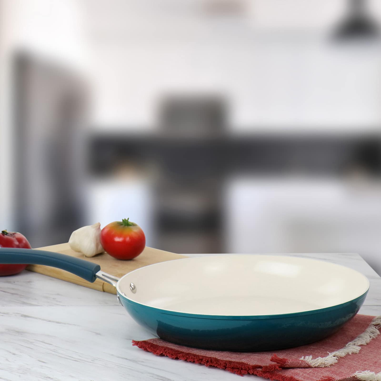 Oster Corbett 12'' Blue Nonstick Aluminum Frying Pan