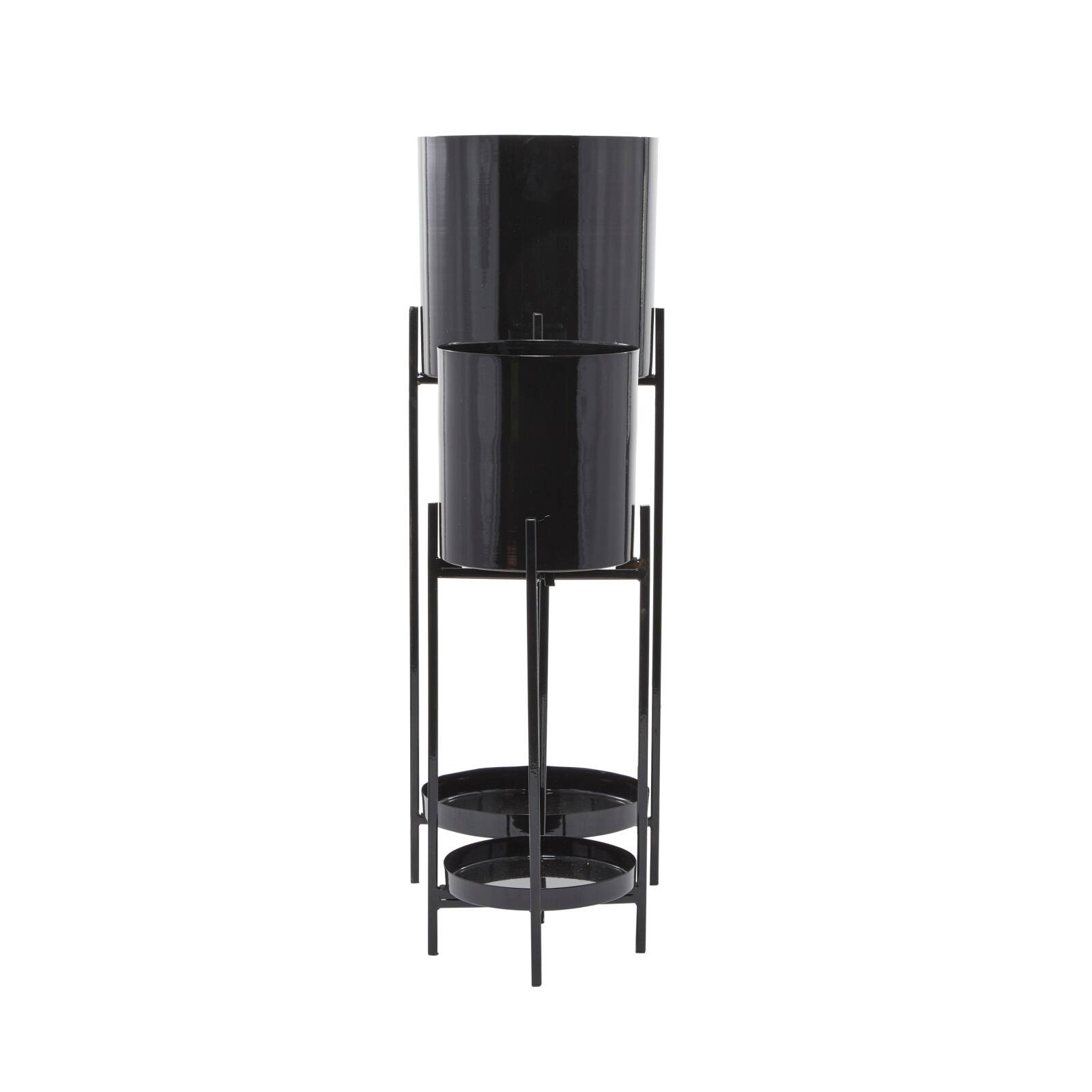 Black Contemporary Planter, Set of 2" 24", 32"