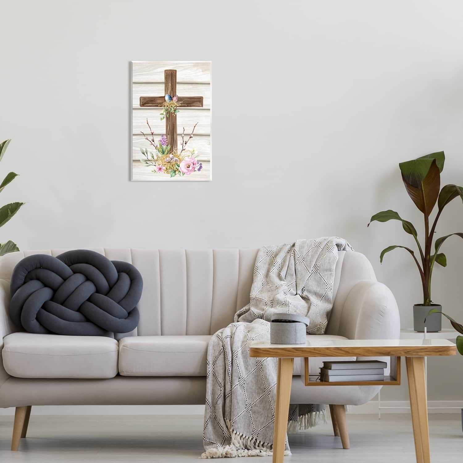 Stupell Industries Spiritual Easter Cross Spring Blossoms Wall Plaque Art