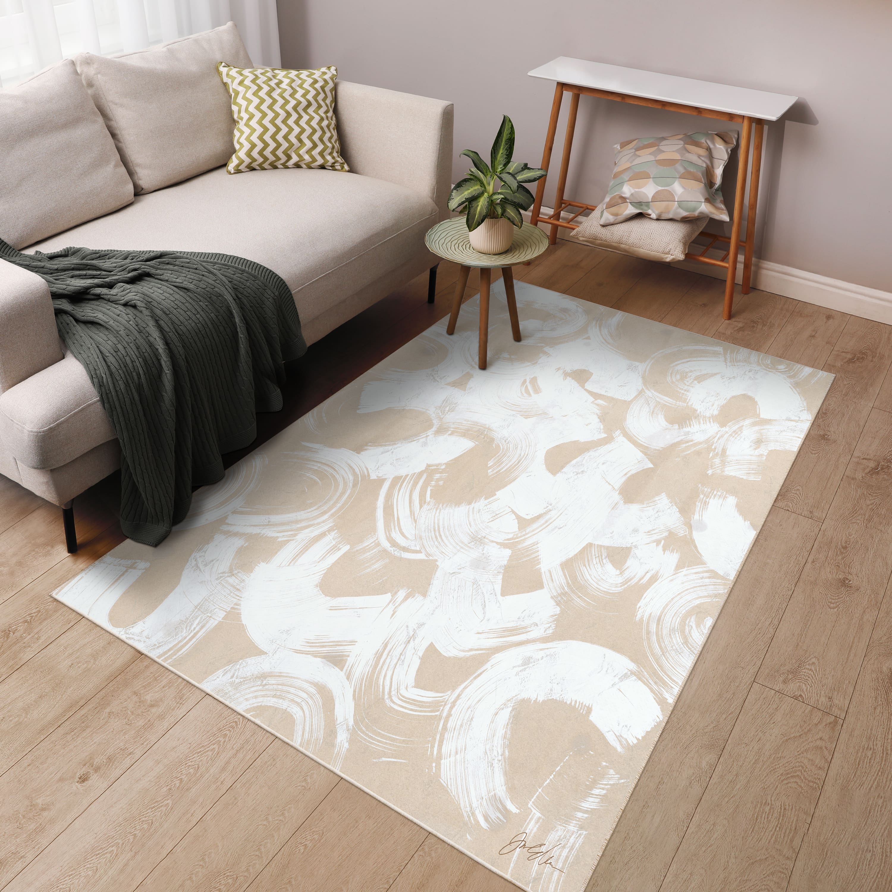 Empire Art Direct 5ft. x 7.5ft. Swish Stone I B Tapis D'Art Washable Abstract Area Rug