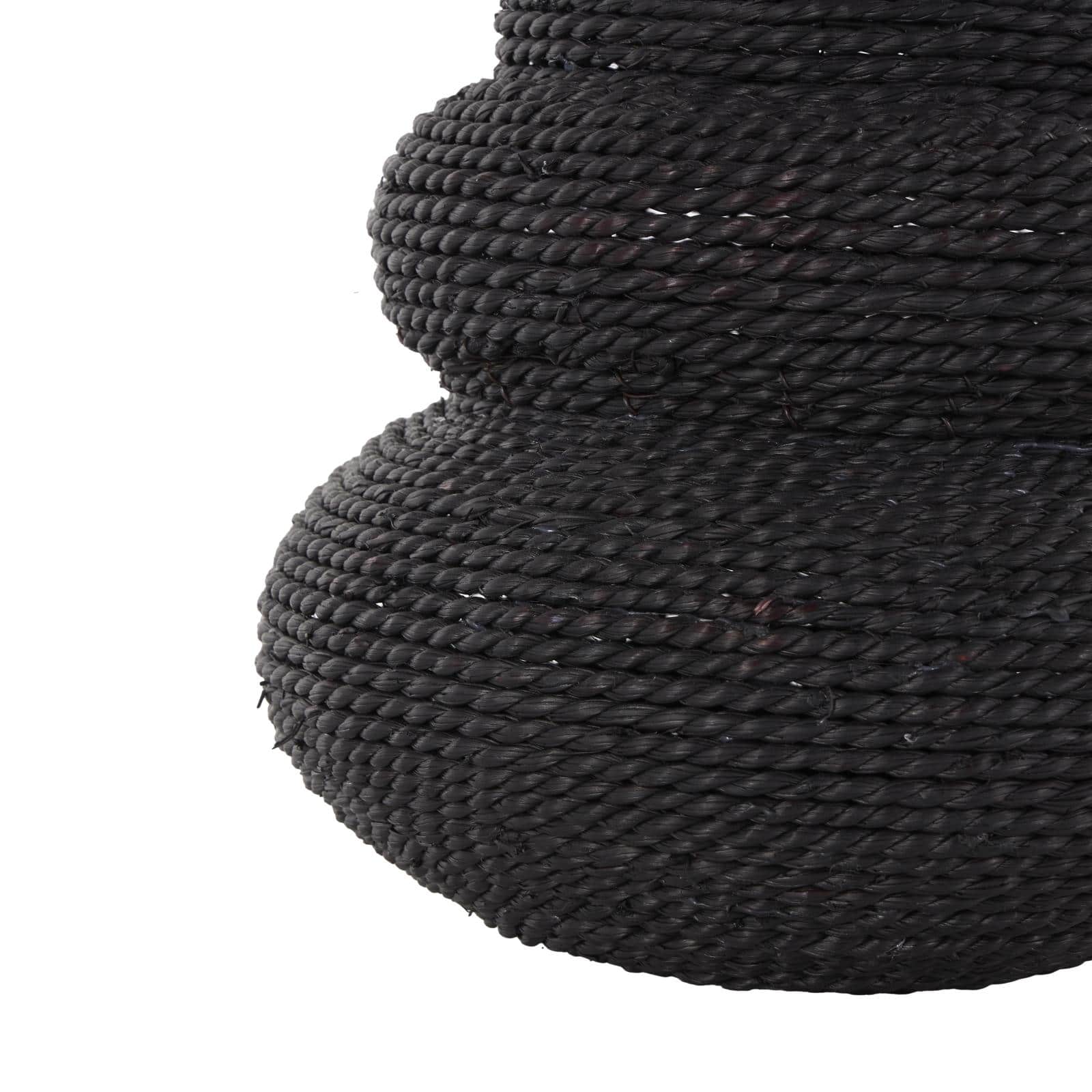 14" Black Seagrass Handmade Woven Bubble Decorative Vase with Abstract Bubble Shape