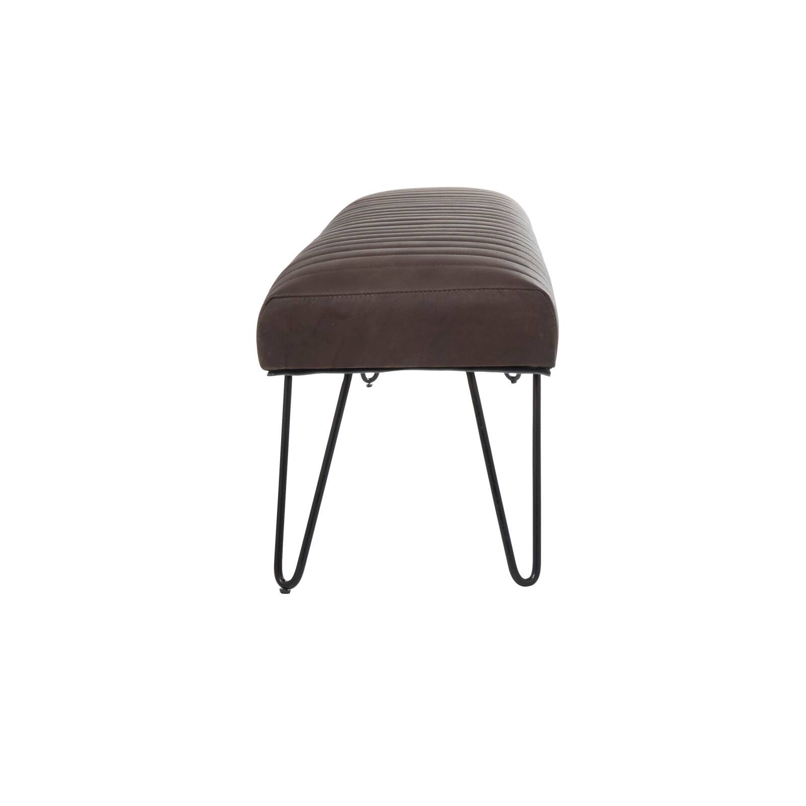 4ft. Dark Brown Leather Upholstered Bench with Hairpin Legs