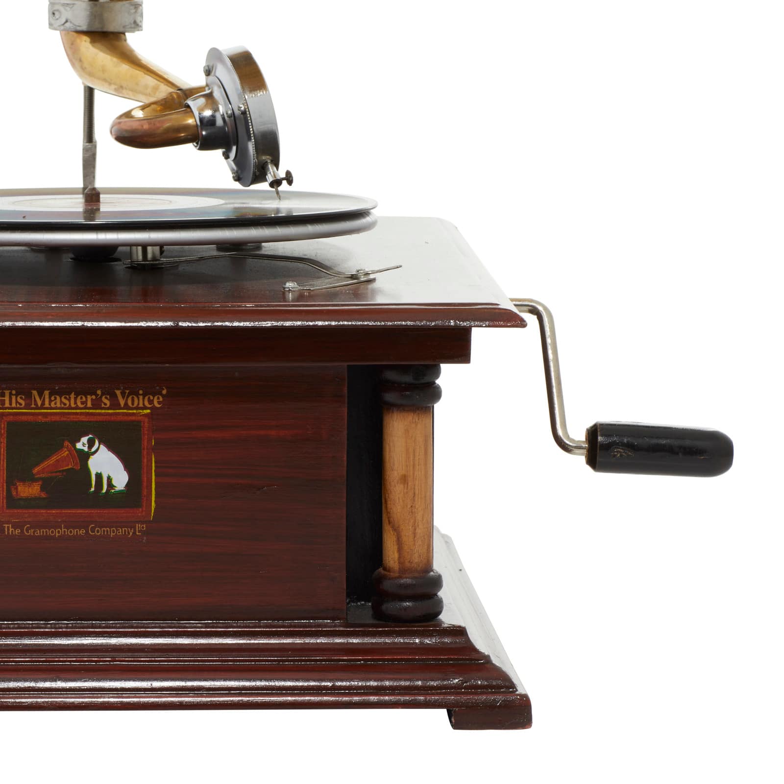 Brown Wood and Metal Vintage Gramophone, 28" x 18" x 16"