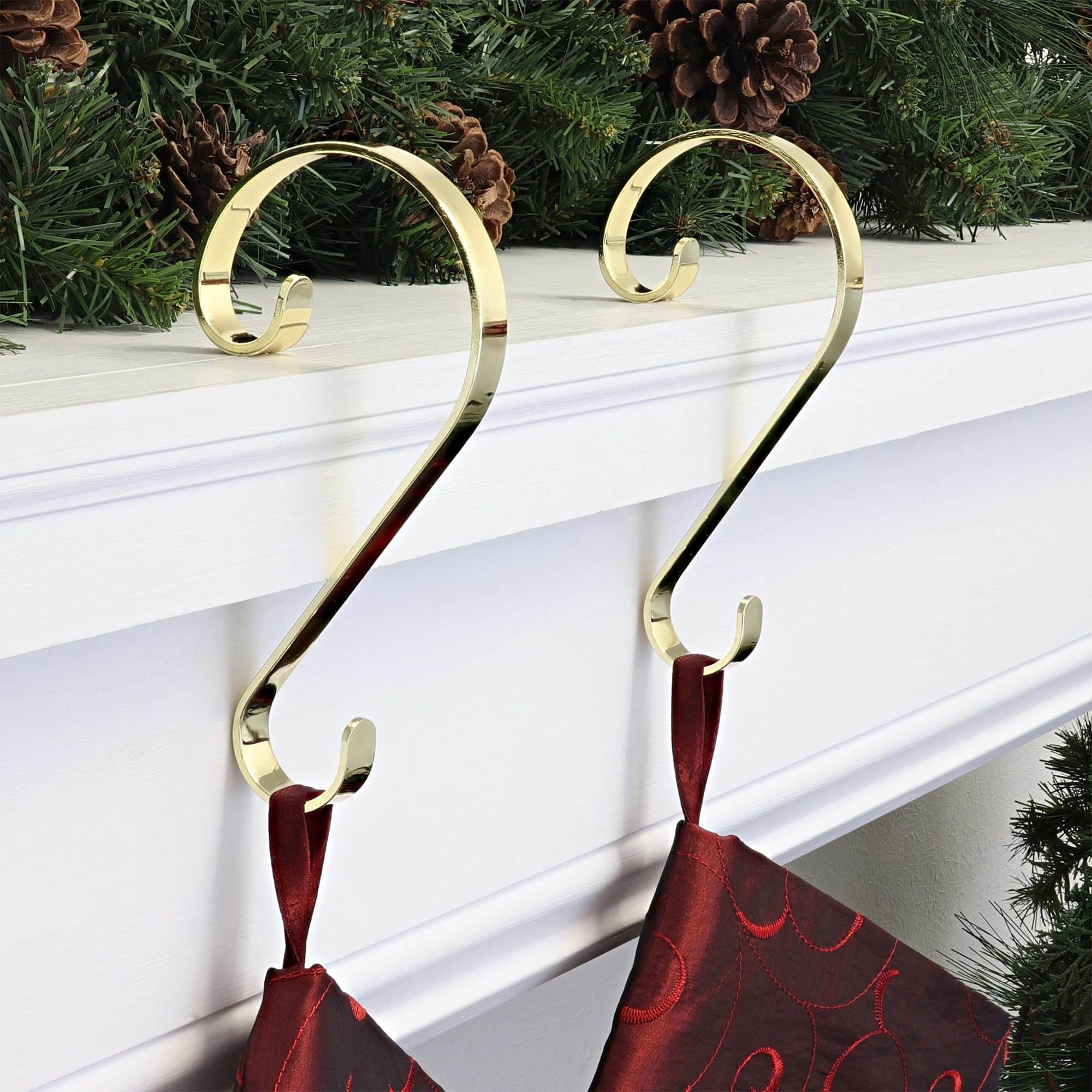 Haute Decor Stocking Scroll® Brass Stocking Holders