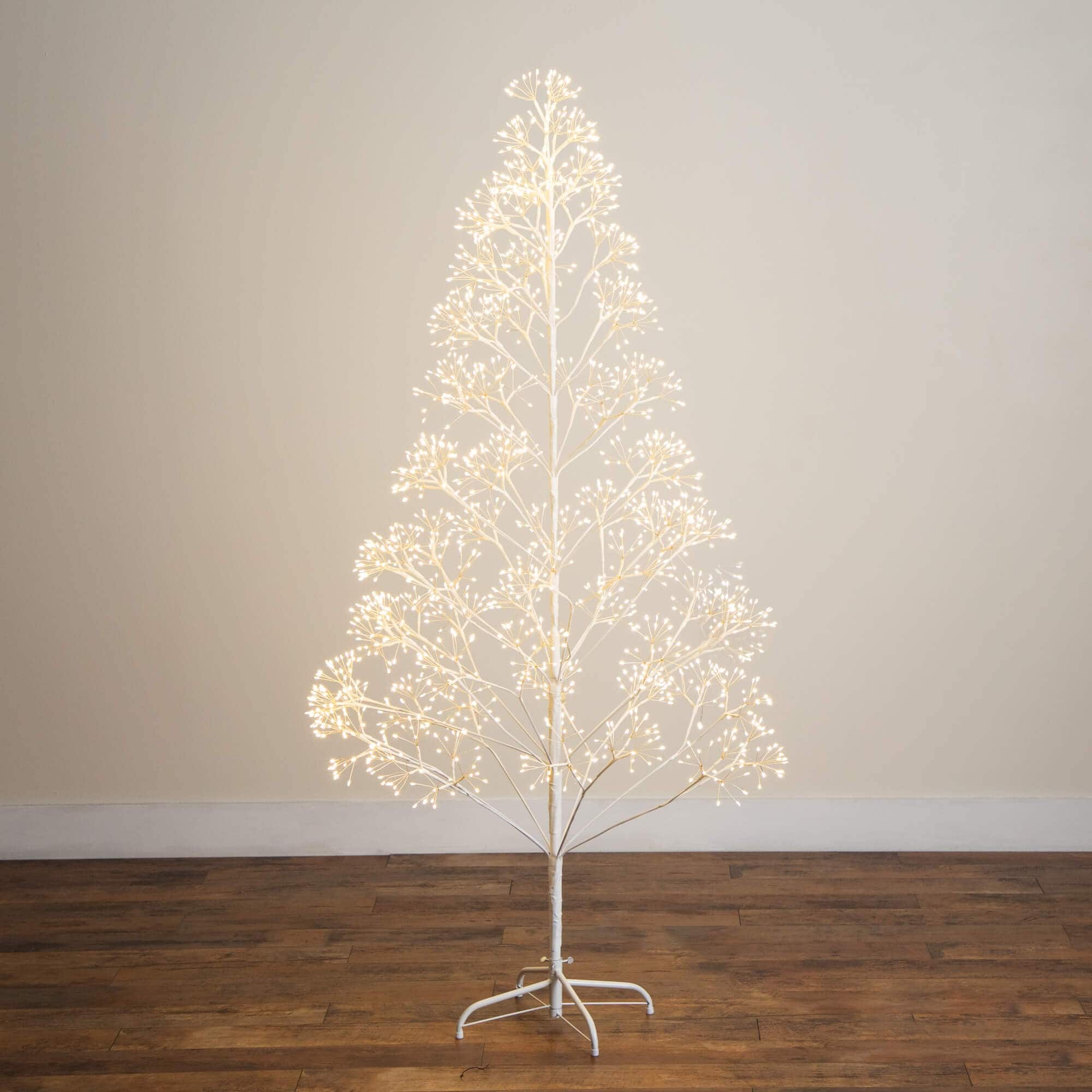6ft. Pre-Lit Artificial White Starburst Tree, Fairy Warm White LED Lights