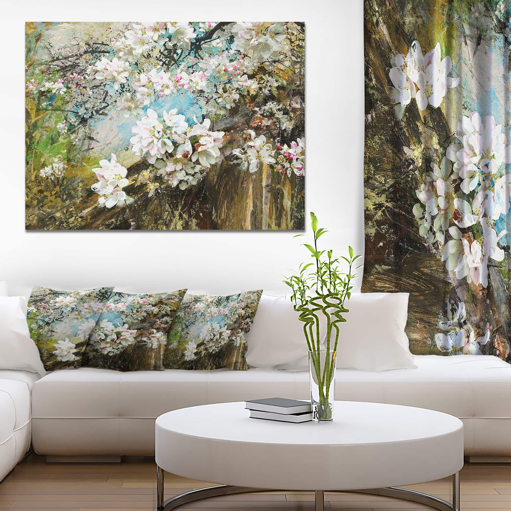 Designart - Apple Blossoms With White Flowers - Floral Art Canvas Print