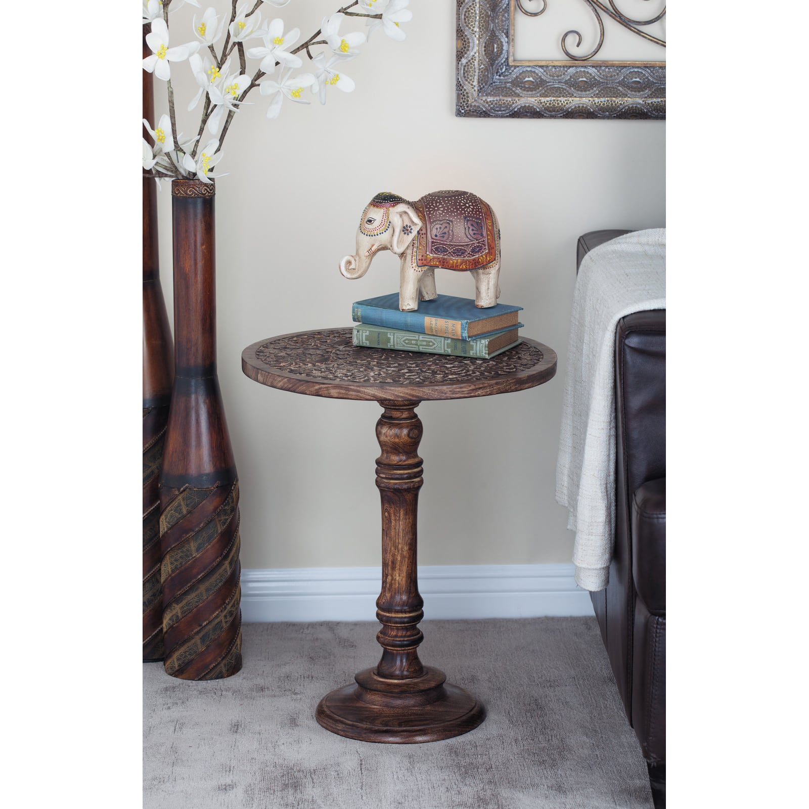 Brown Mango Wood Traditional Accent Table