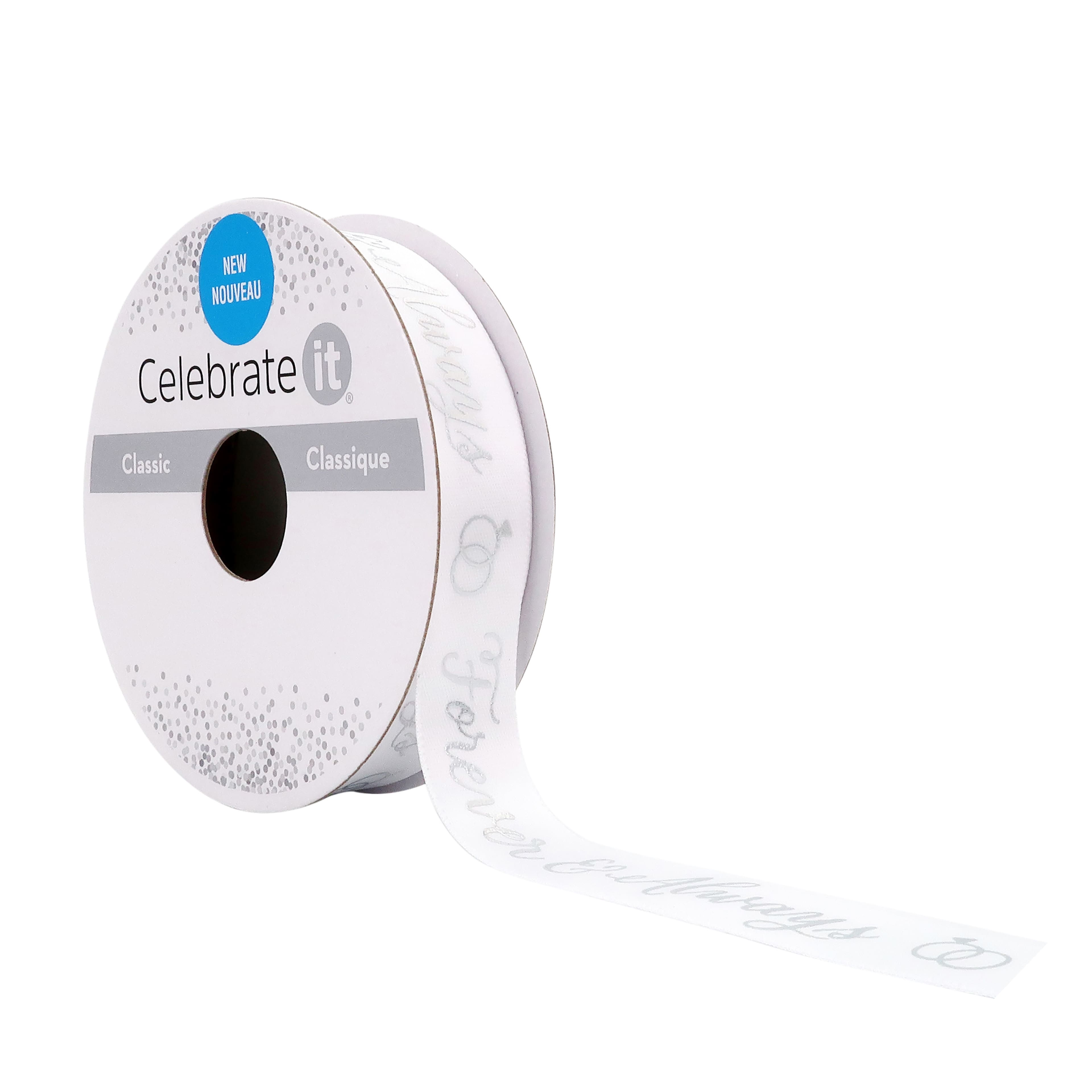 12 Pack: 5/8'' x 7yd. Satin Foil Forever Ribbon by Celebrate It®