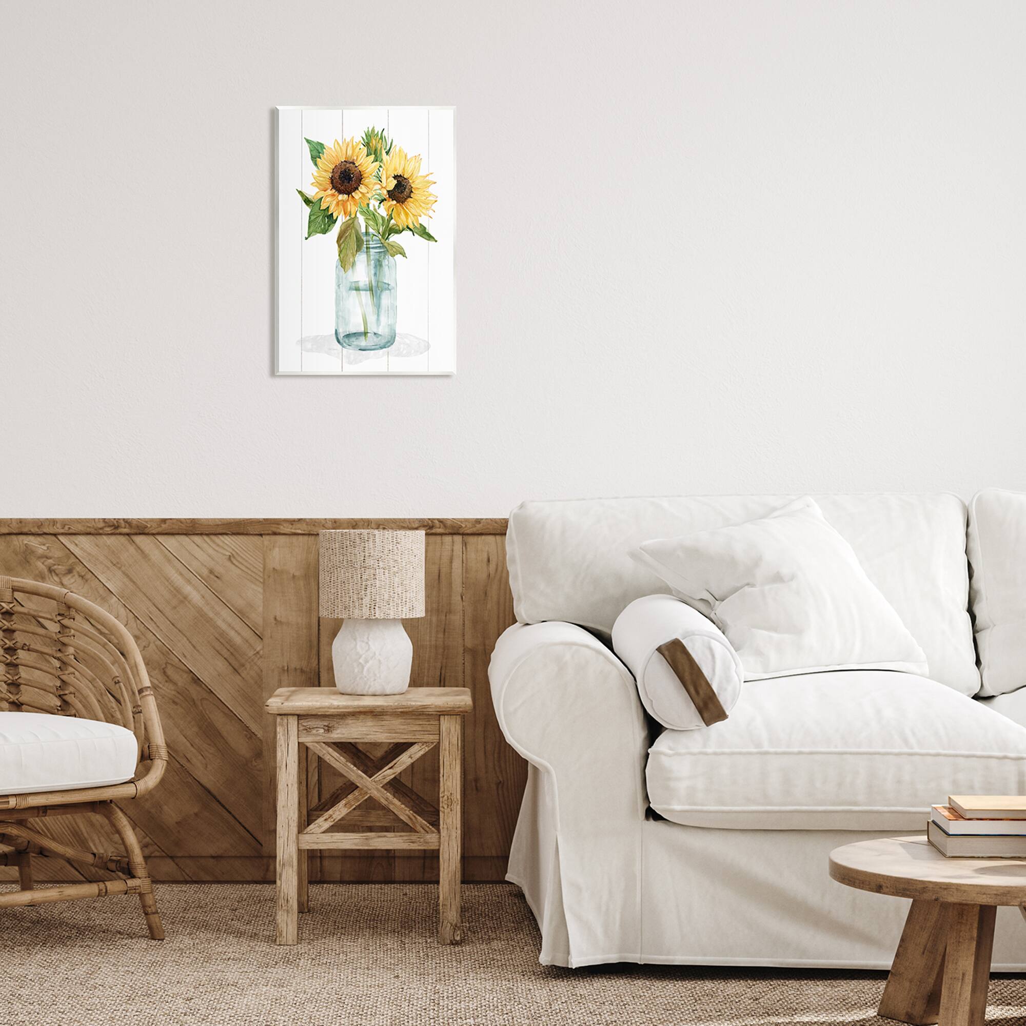 Stupell Industries Yellow Sunflowers Country jar Wall Plaque Art