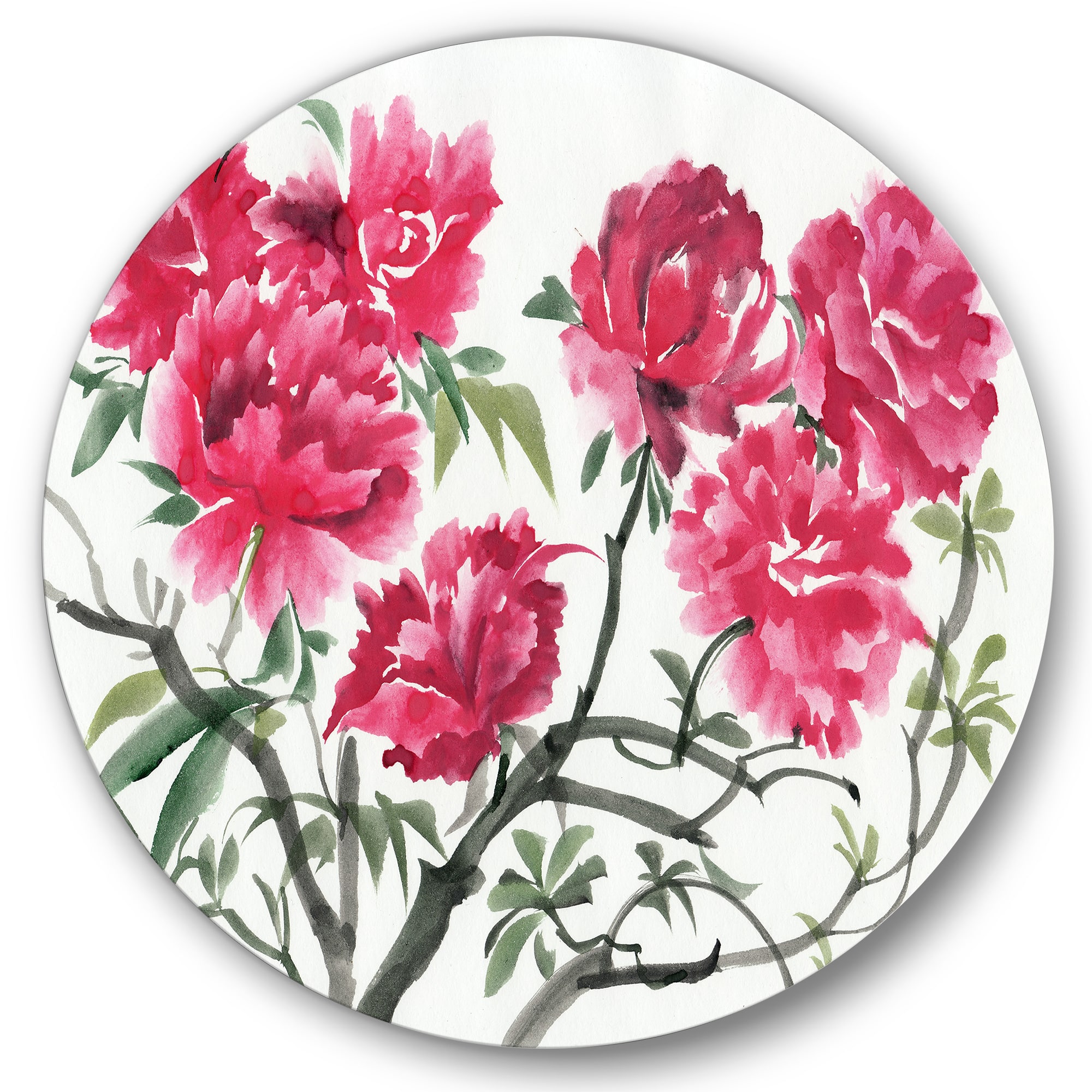 Designart - Vintage Purple Azalea Flower - Traditional Metal Circle Wall Art