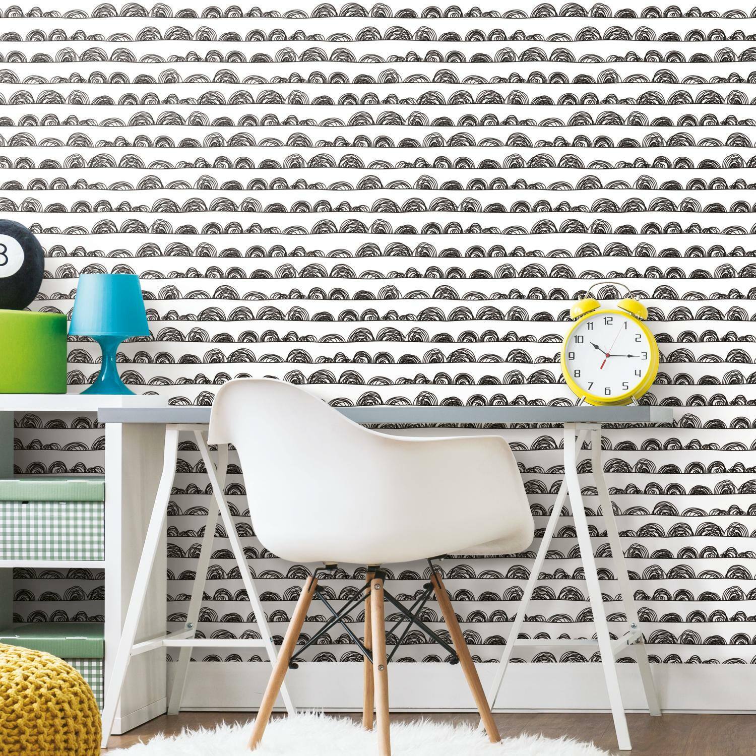 RoomMates Doodle Scallop Peel & Stick Wallpaper