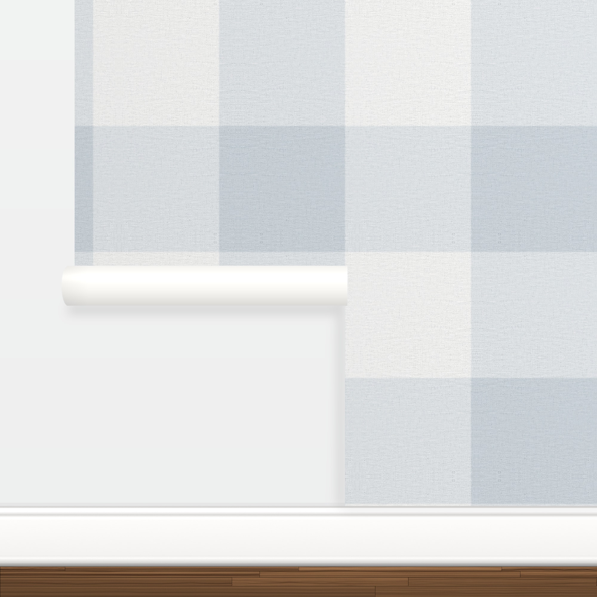 Simple Shapes Countryside Large Check Fabric Look Pre-Pasted Wallpaper Rolls, 2ct.
