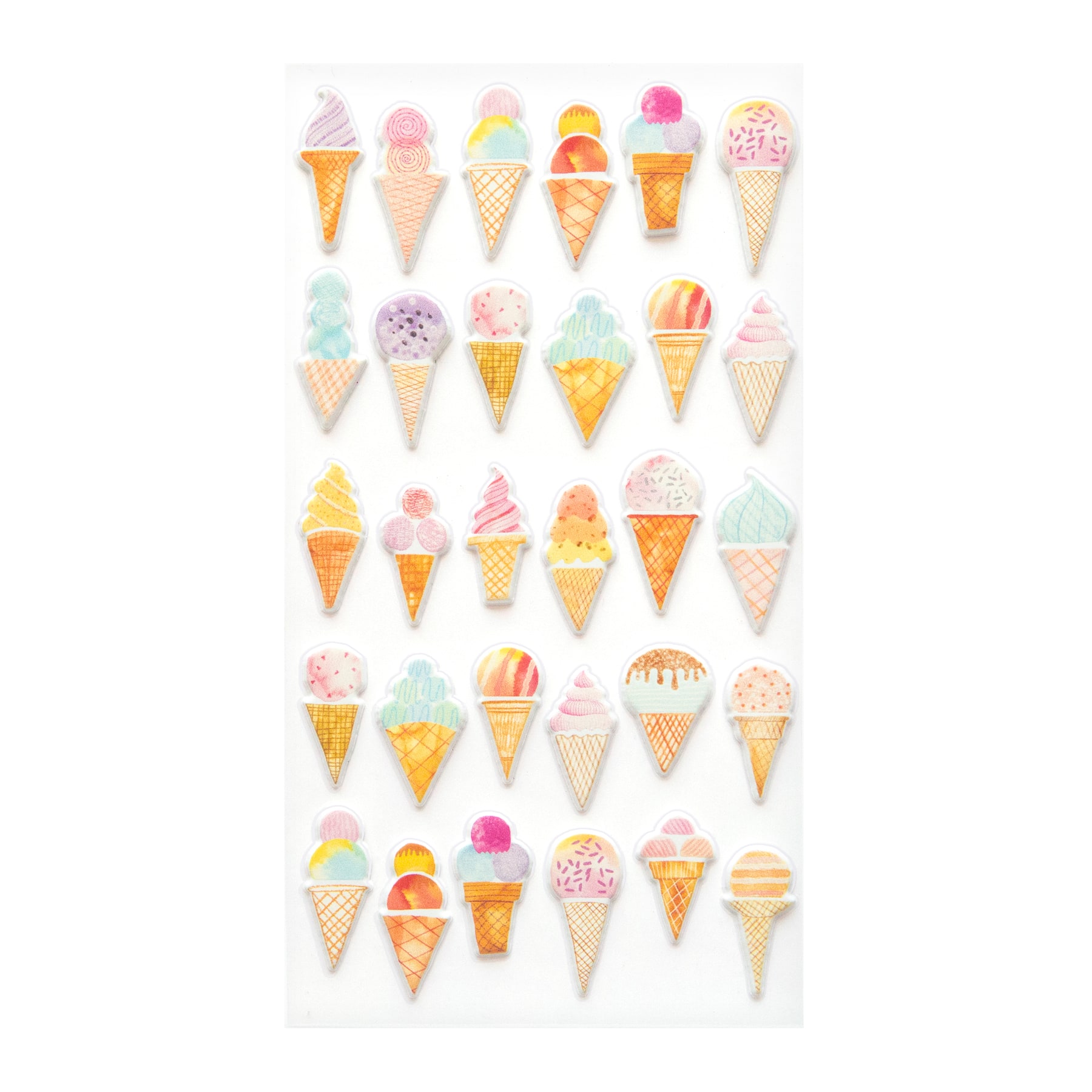 12 Pack: Ice Cream Cones Puffy Stickers by Recollections™