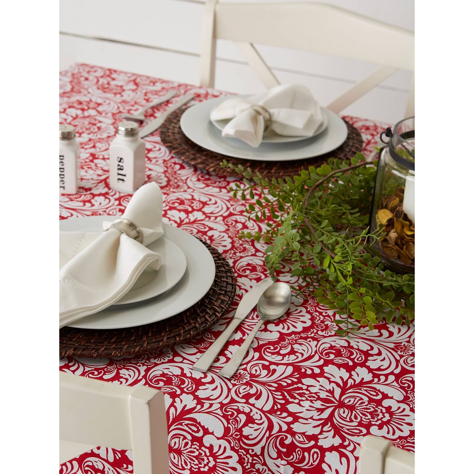 Tango Red Damask Tablecloth 70" Round