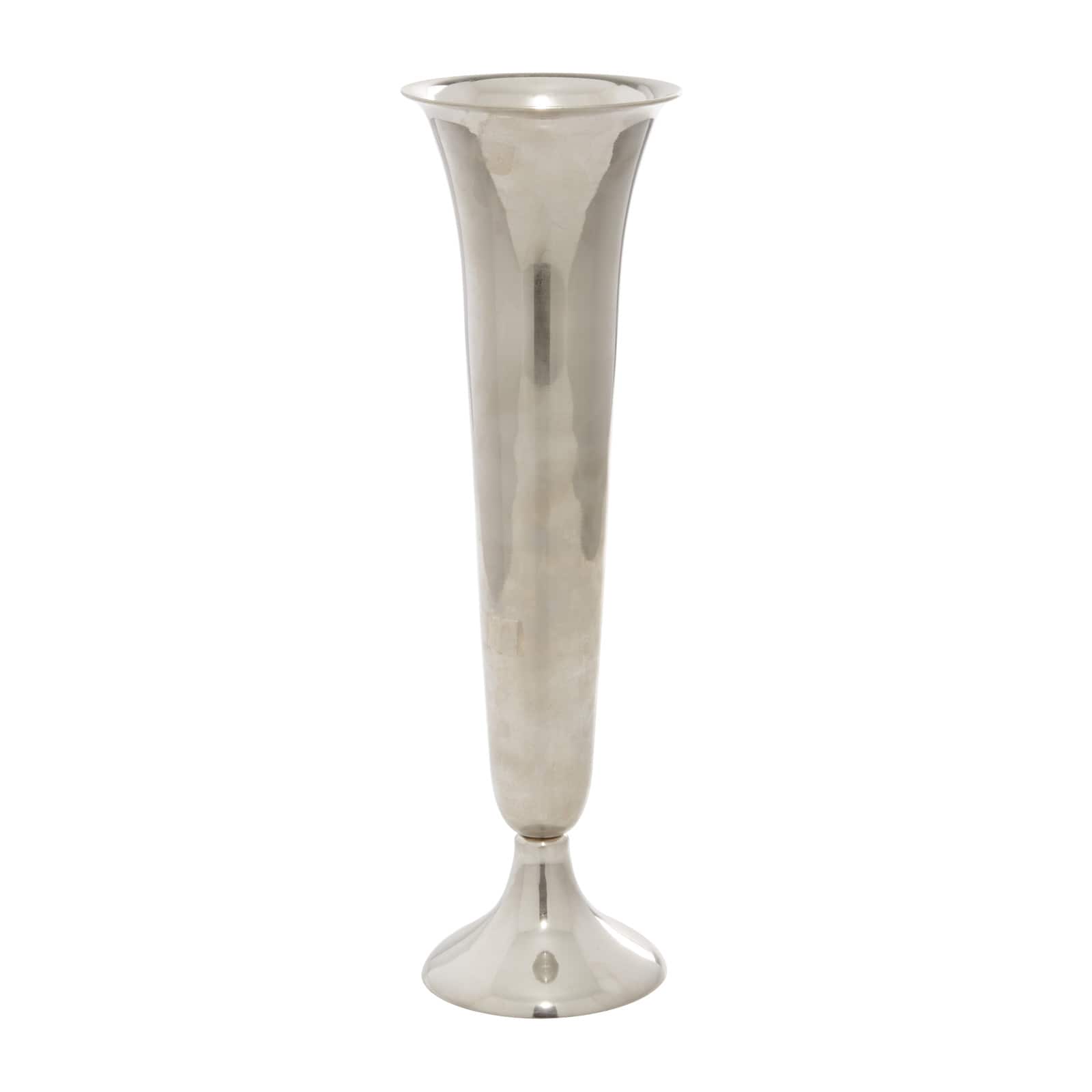 14" Silver Aluminum Traditional Vase