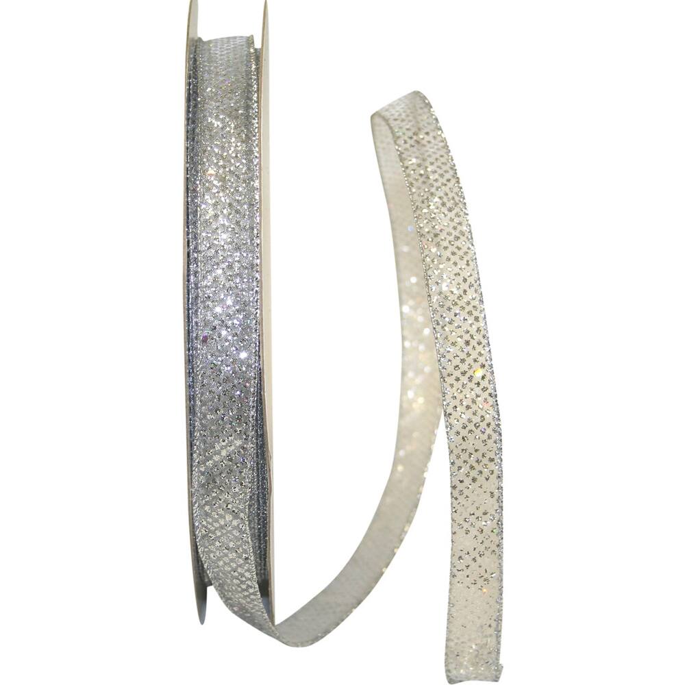 JAM Paper 5/8" x 50yd. Sheer Wired Glitter Dots Ribbon