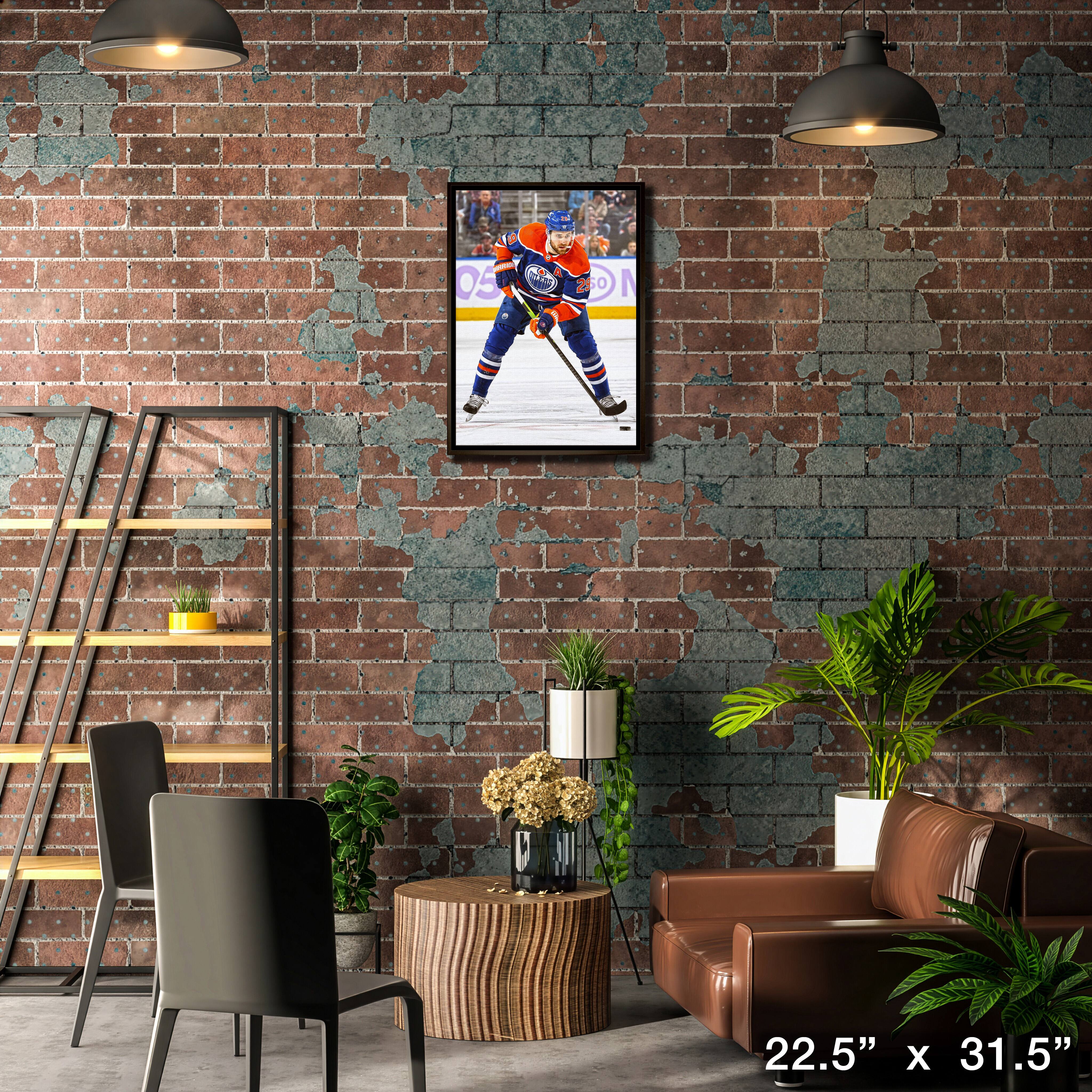 Leon Draisaitl Framed 20" x 29" Canvas Oilers Action-V 22.5" x 31.5"