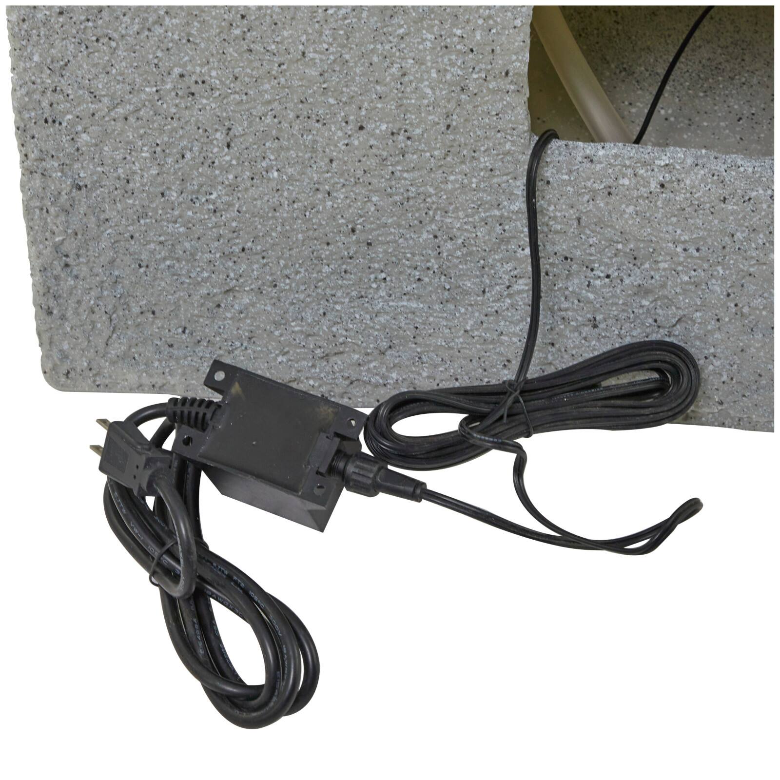 43.5" Light Gray Fiberglass 4-Tier Fountain with LED Light