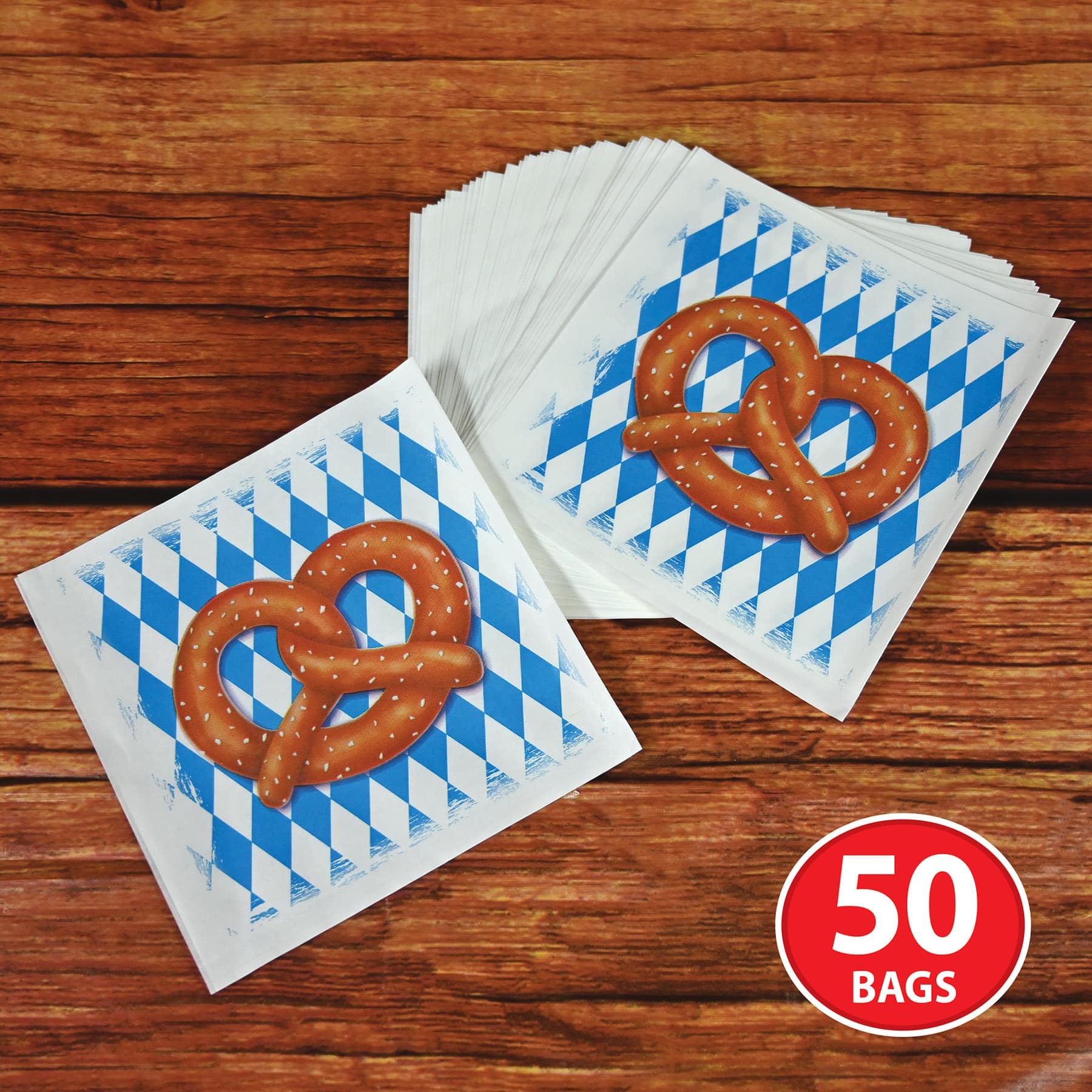 Beistle 6" x 5.75" Oktoberfest Pretzel Bags, 50ct.
