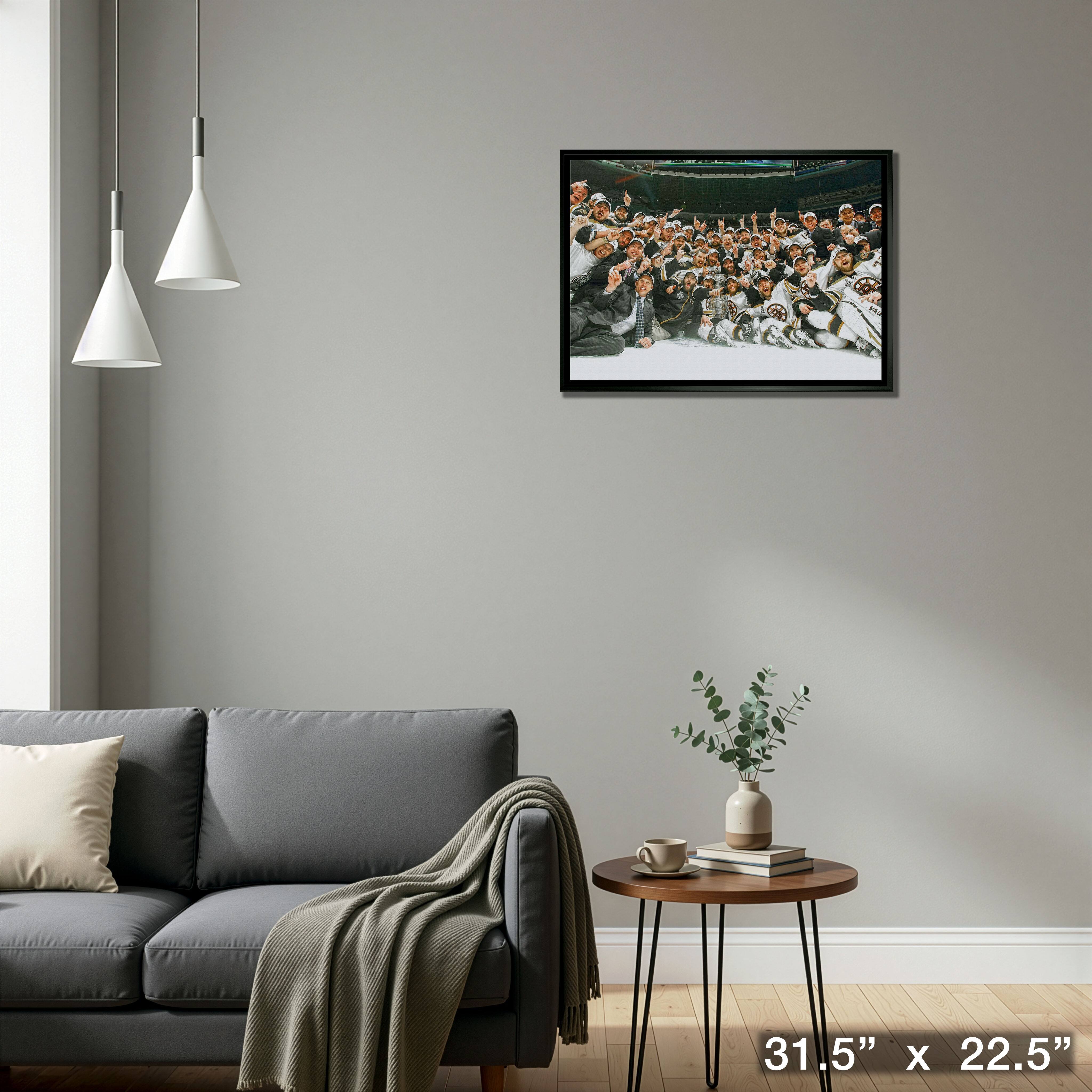 Boston Bruins 20" x 29" Framed Canvas 2011 Stanley Cup 31.5" x 22.5"