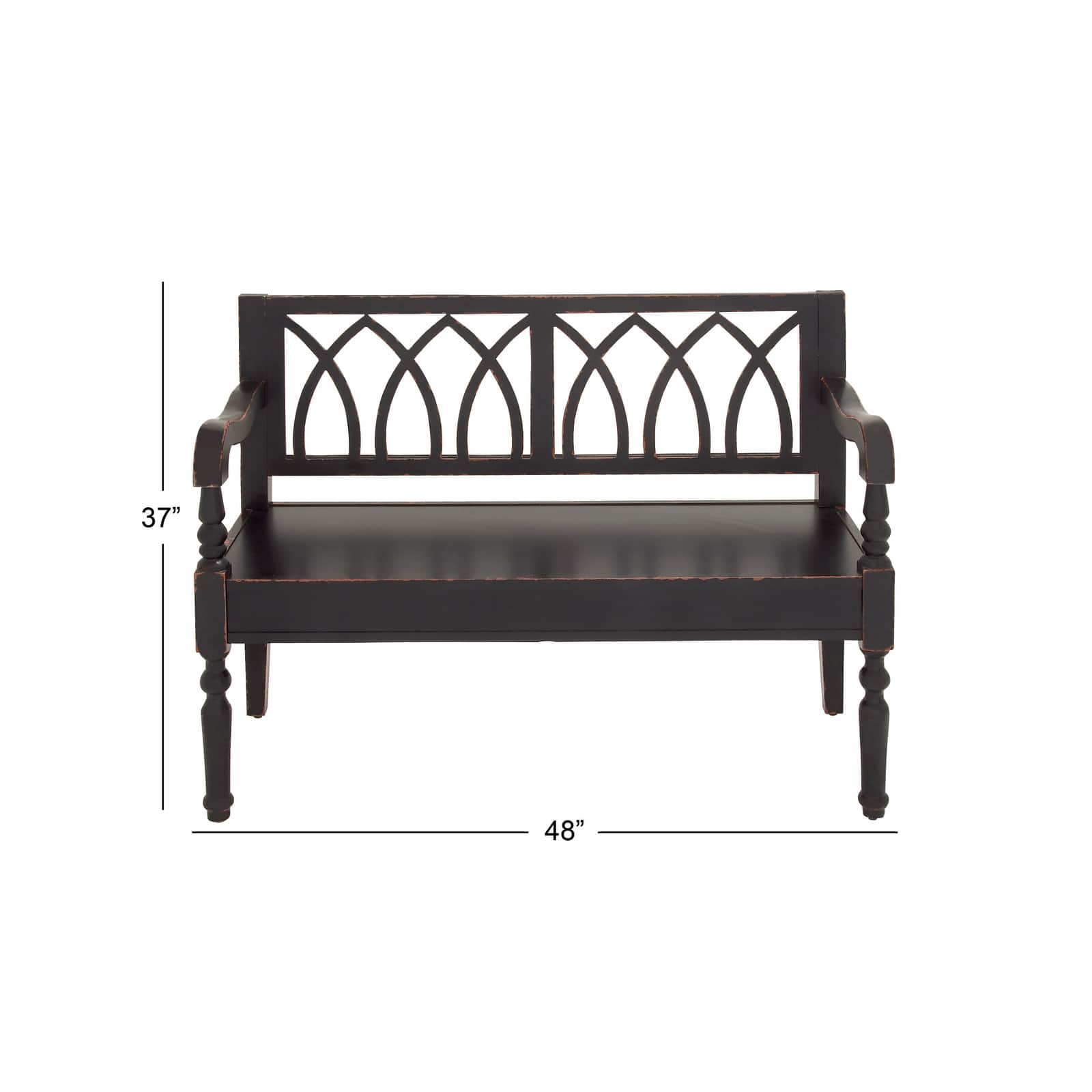 Dark Mahogany Wooden Farmhouse Indoor Bench