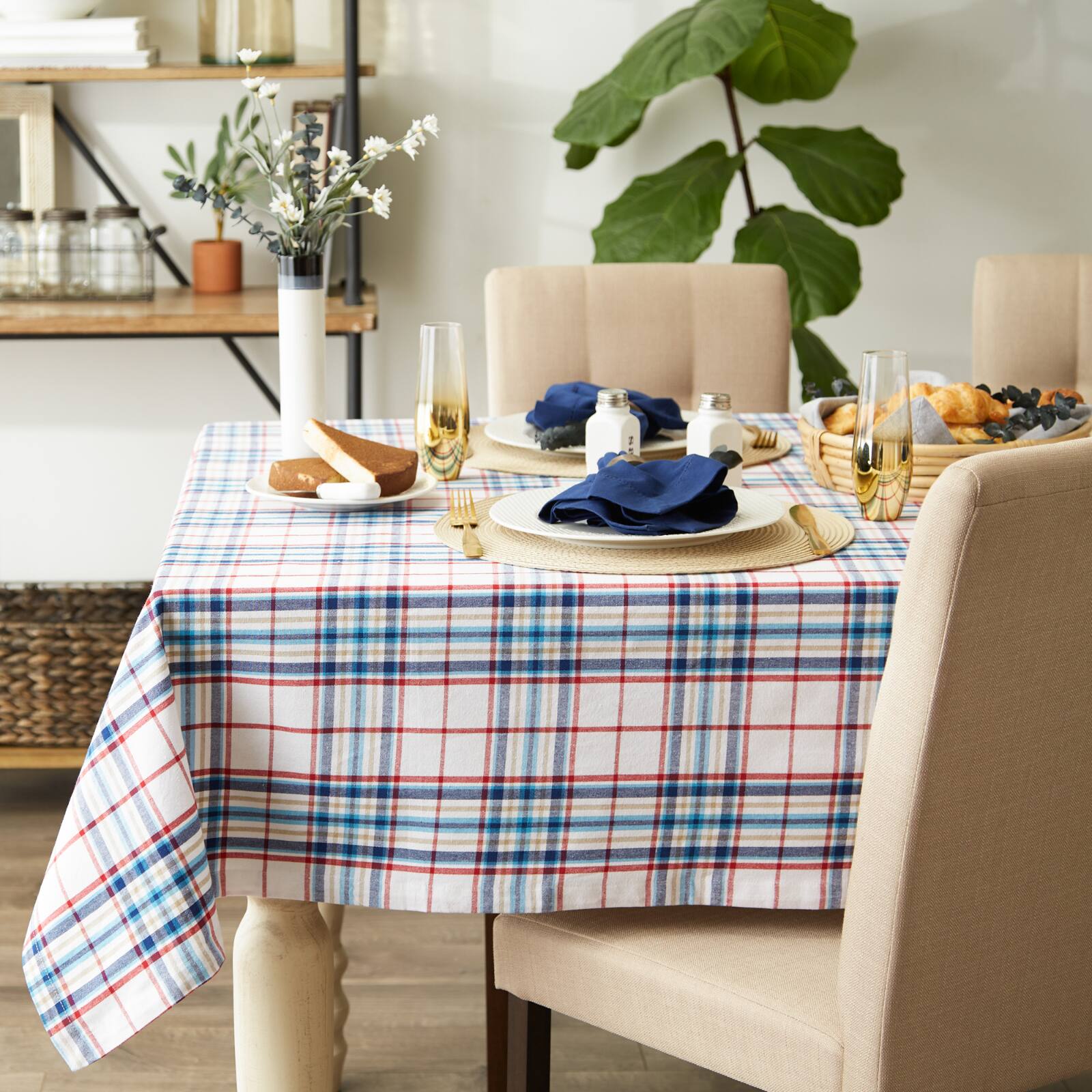 Lighthouse Plaid Tablecloth 52" x 52"