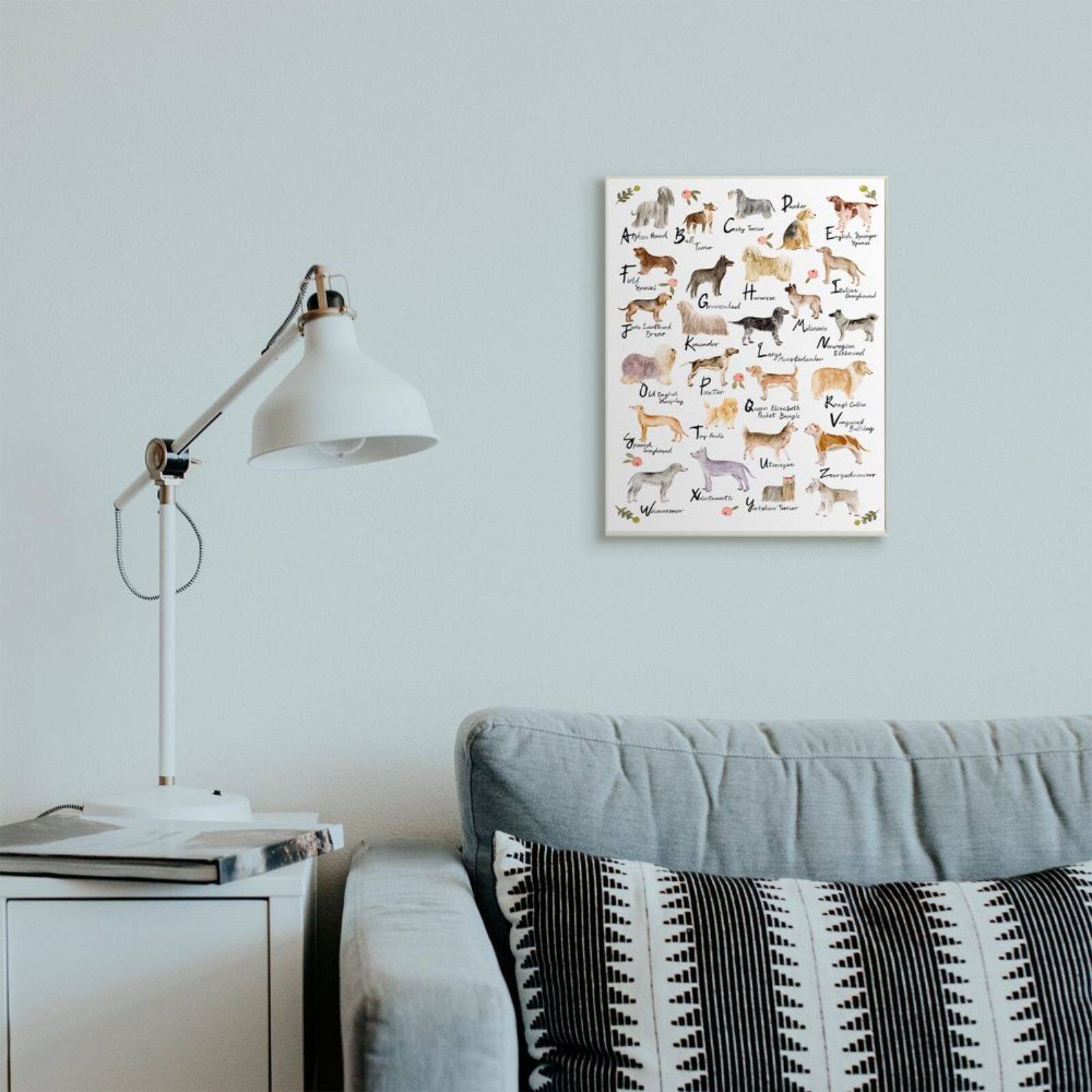 Stupell Industries Chic Alphabet of Dogs with Floral Detail Wall Art