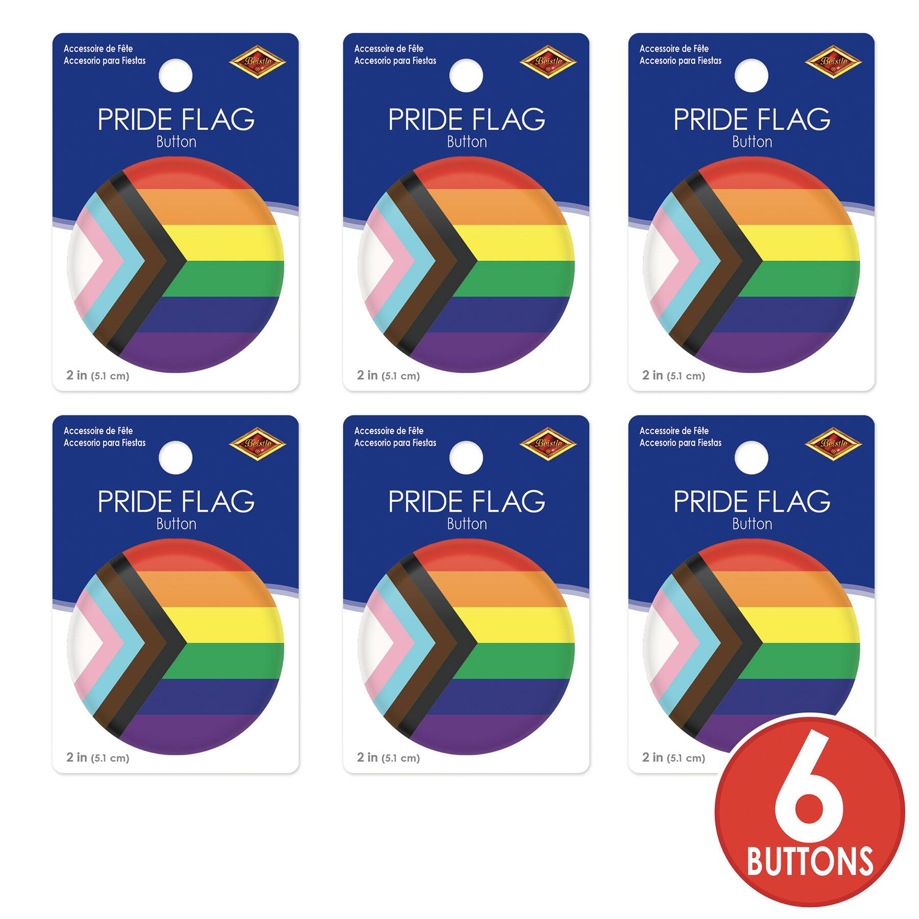 Beistle 2" Pride Flag Buttons, 6ct.