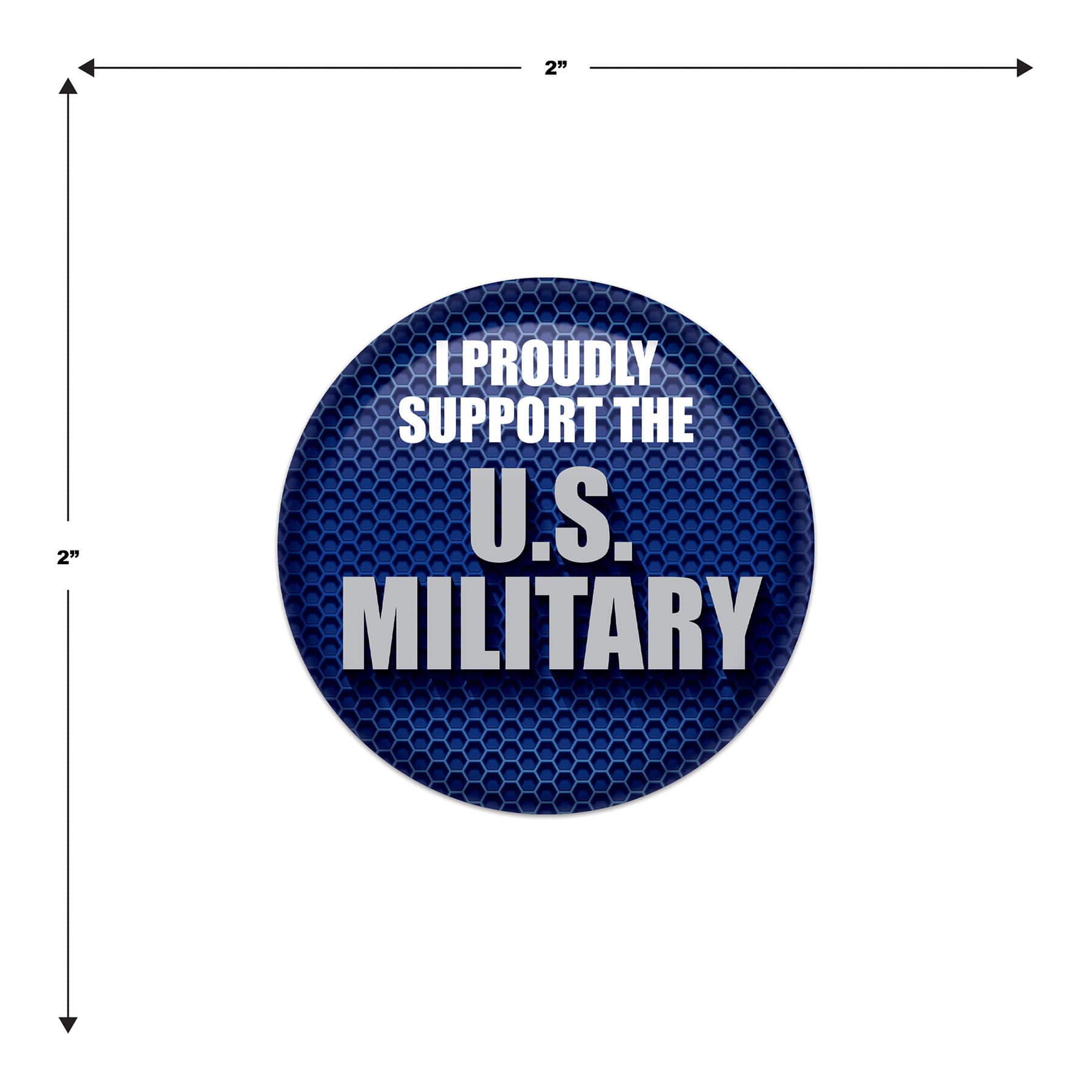 Beistle 2" Blue & Silver I Proudly Support US Military Buttons, 6ct.
