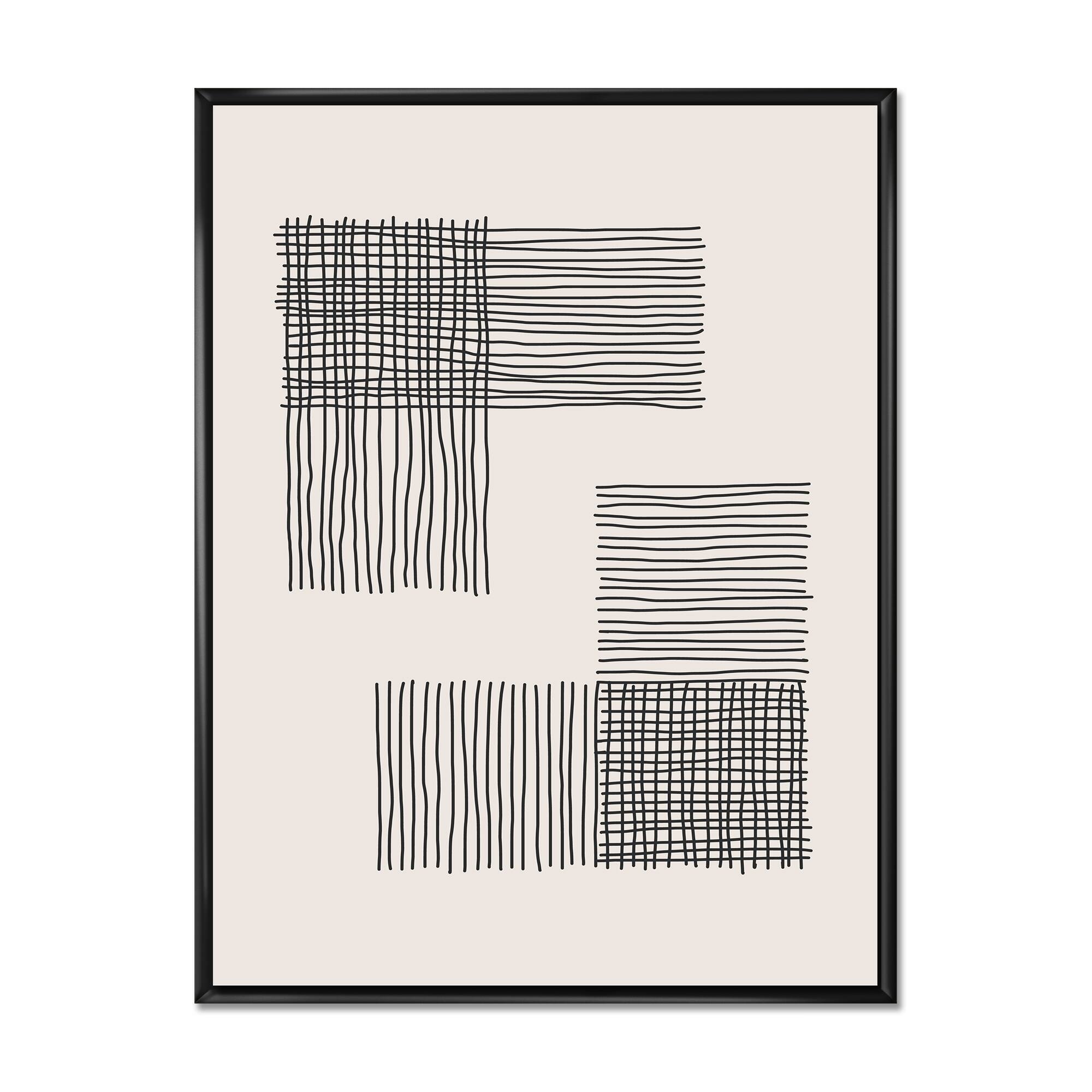 Designart - Minimal Geometric Compostions Of Elementary Forms XXI - Modern Canvas Wall Art Print in Black Frame
