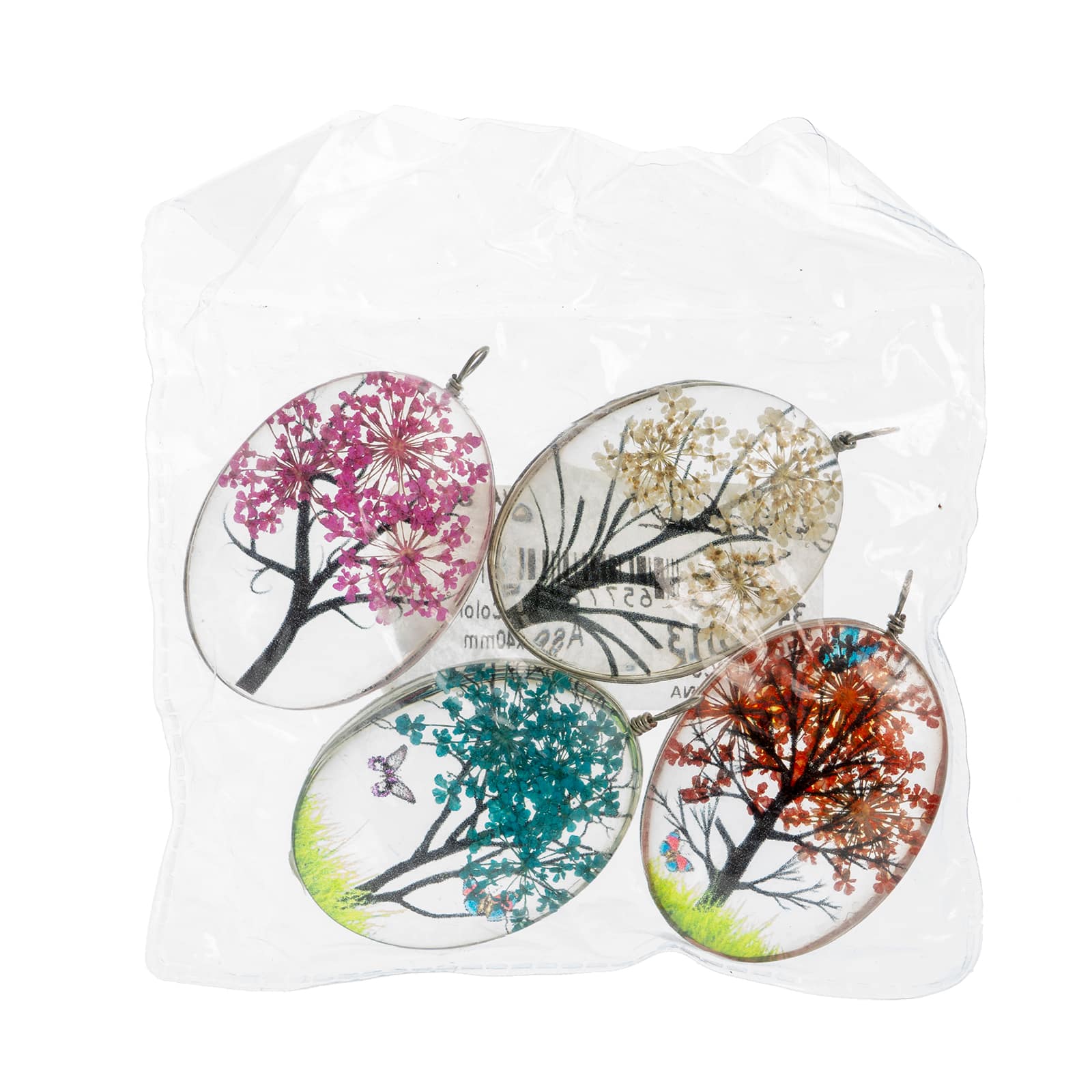 John Bead 30mm x 40mm Dried Flower Assorted Pendants