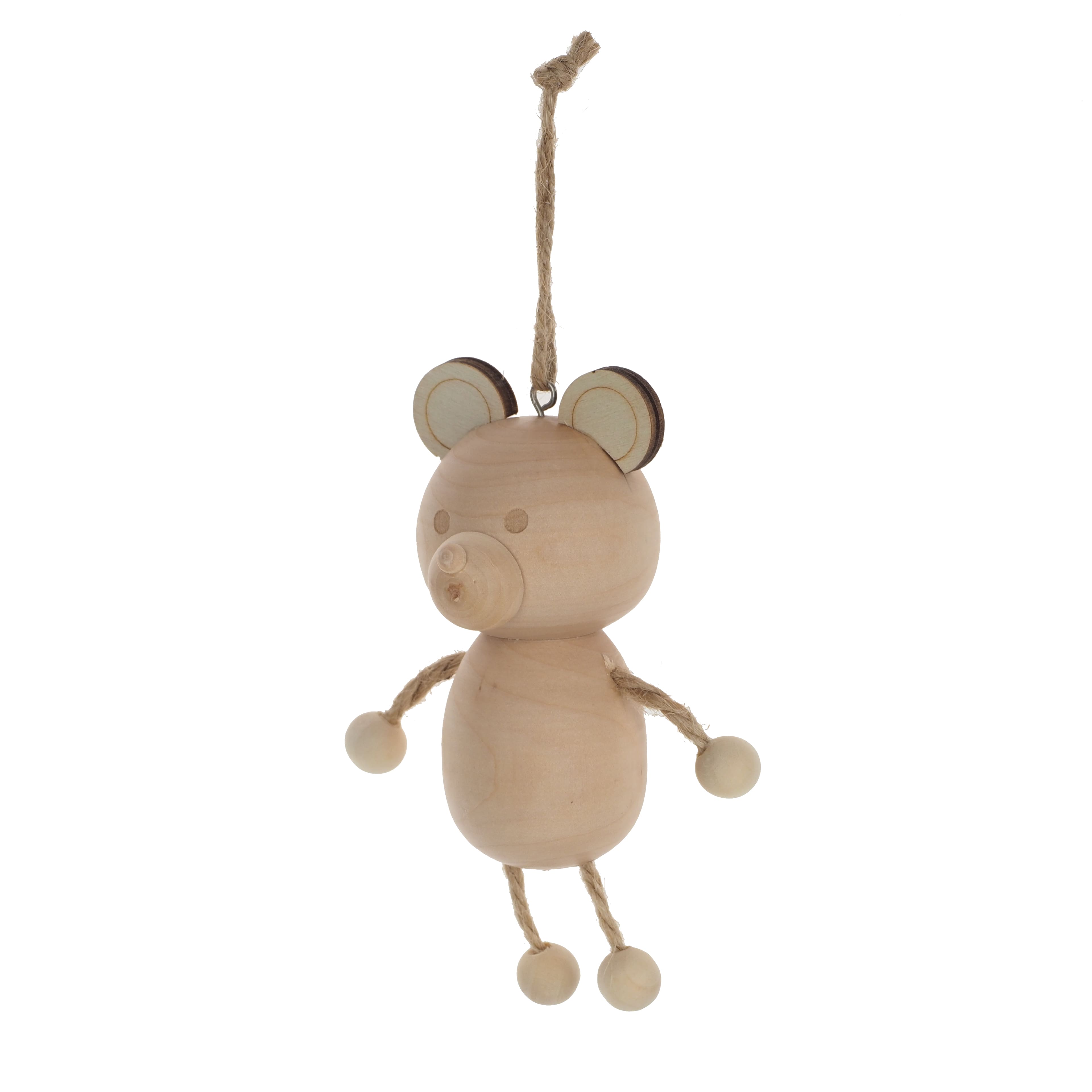 4.75" DIY Wood Bear Wiggle Figure Ornament by Make Market®