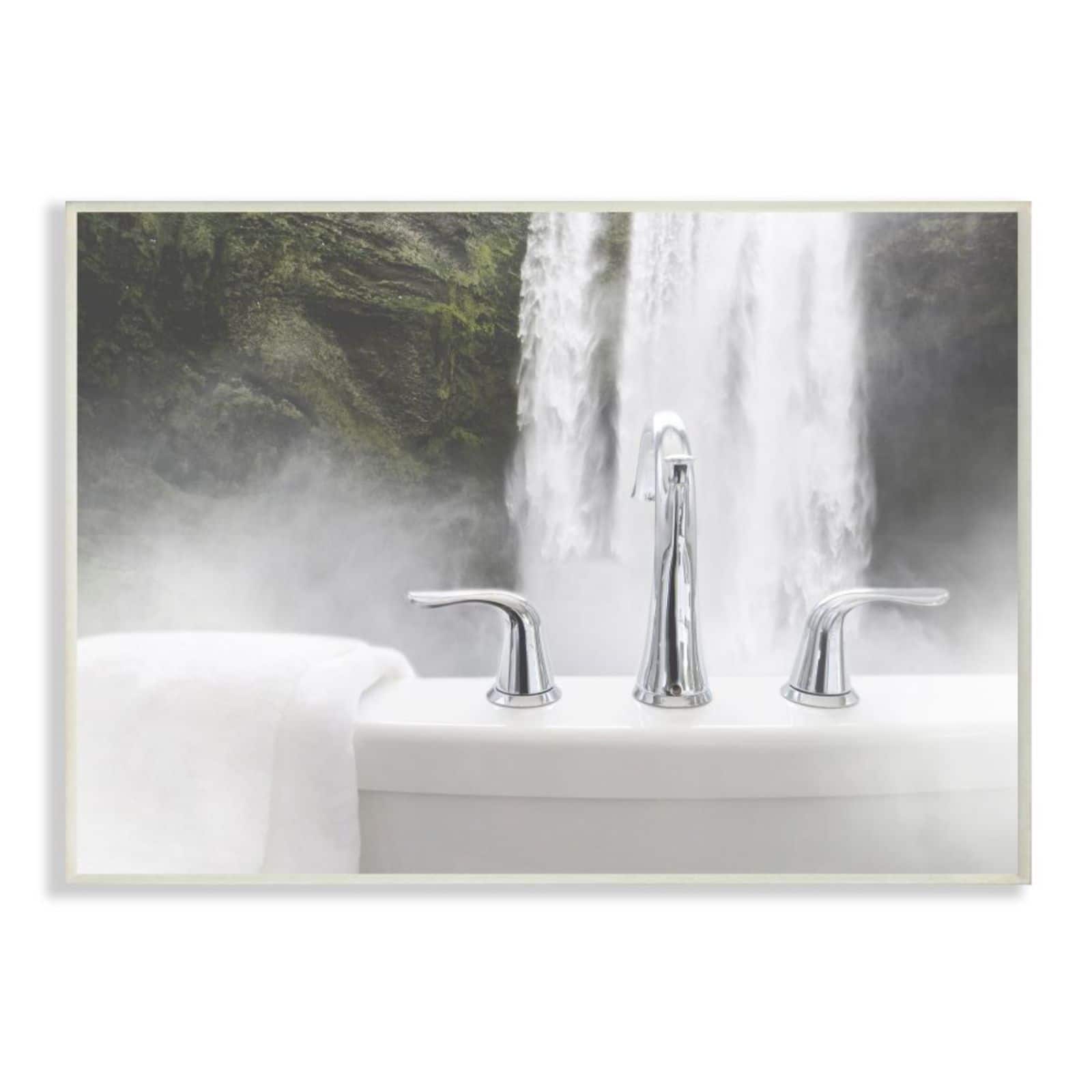 Stupell Industries Waterfall Bath Time Wooden Wall Plaque