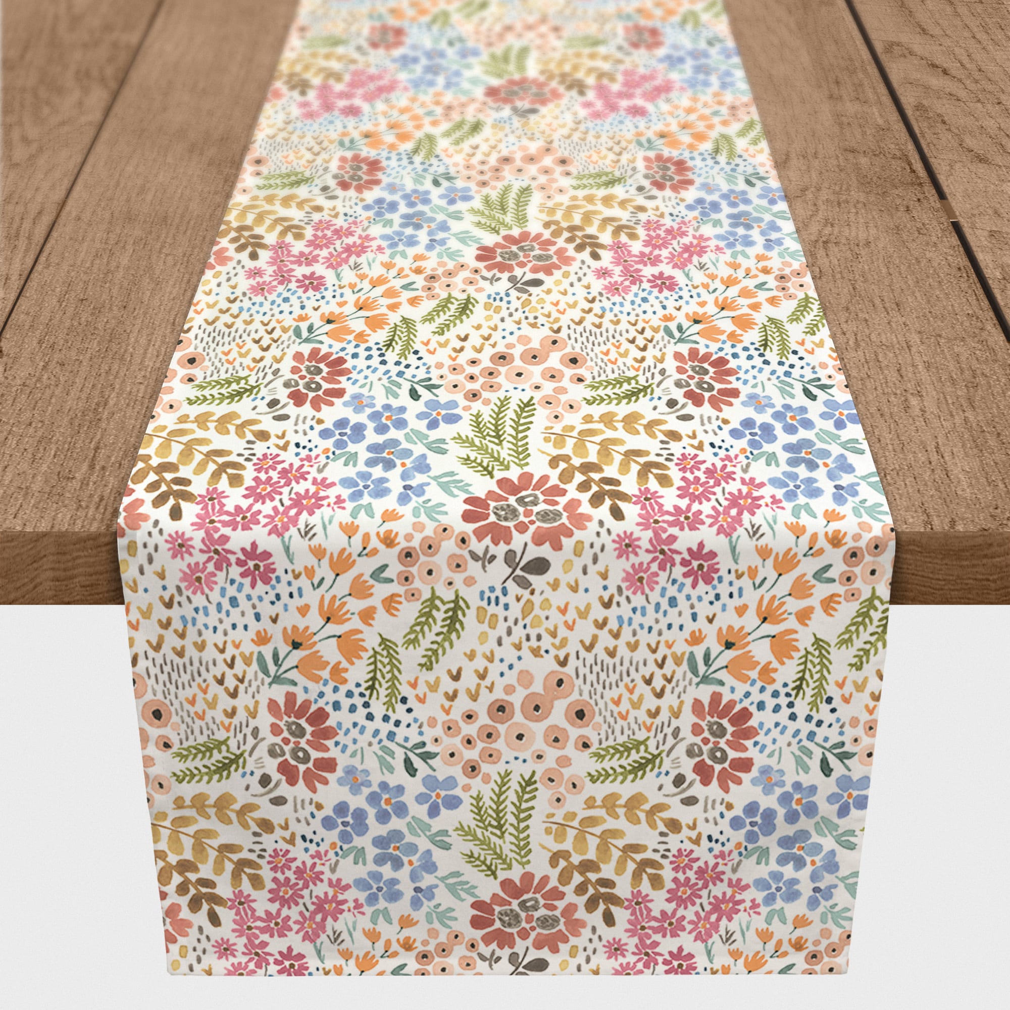 Bright Multi Floral 16" x 90" Cotton Twill Runner