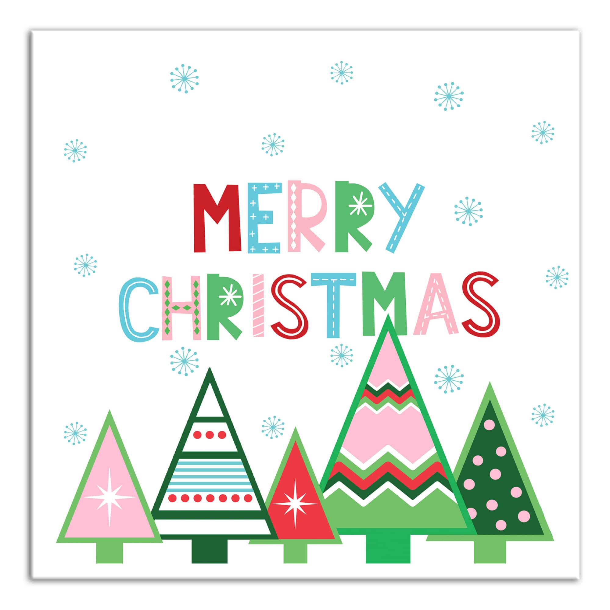 Merry Christmas Trees Canvas Wall Art