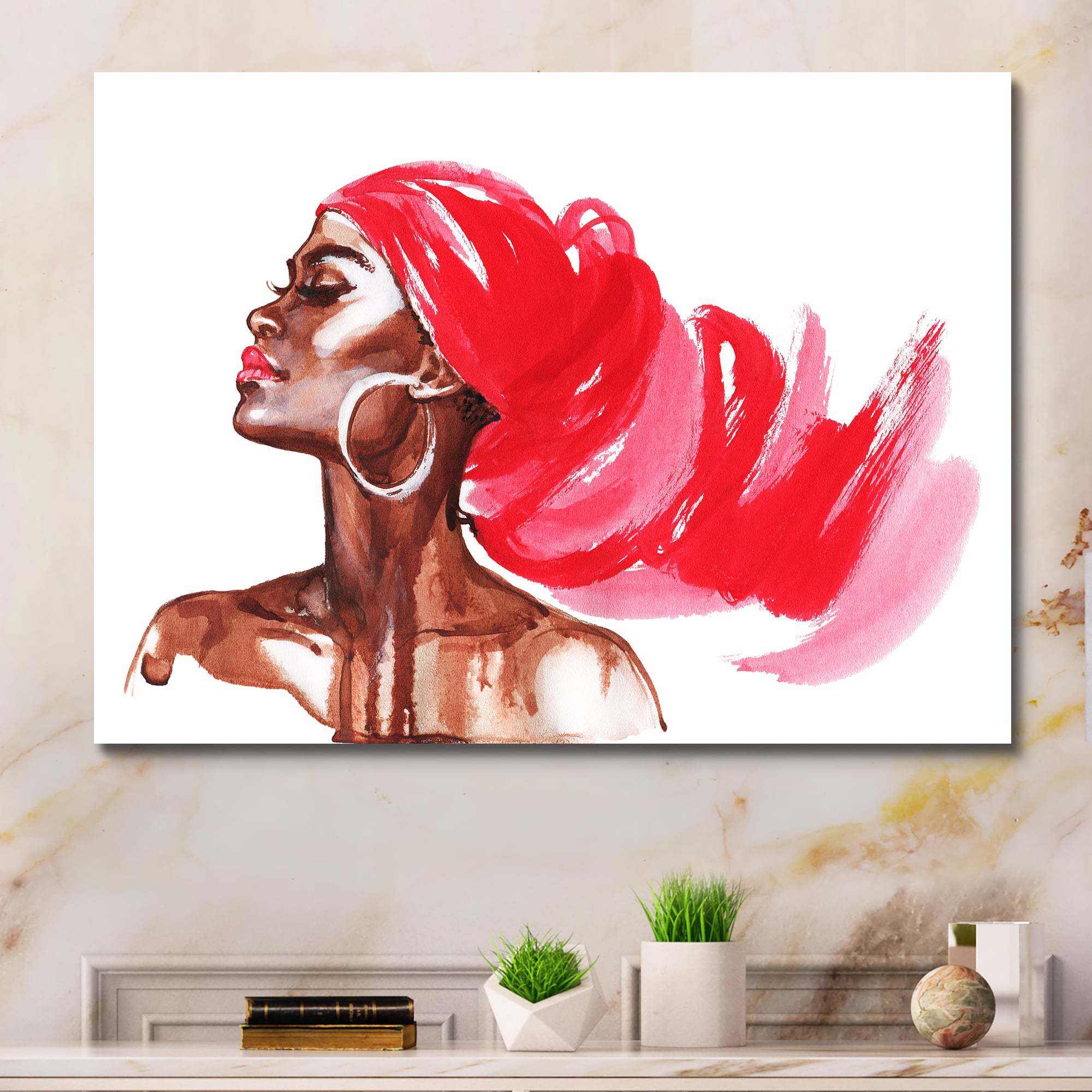 Designart - Portrait of African American Woman IX - Modern Canvas Wall Art Print