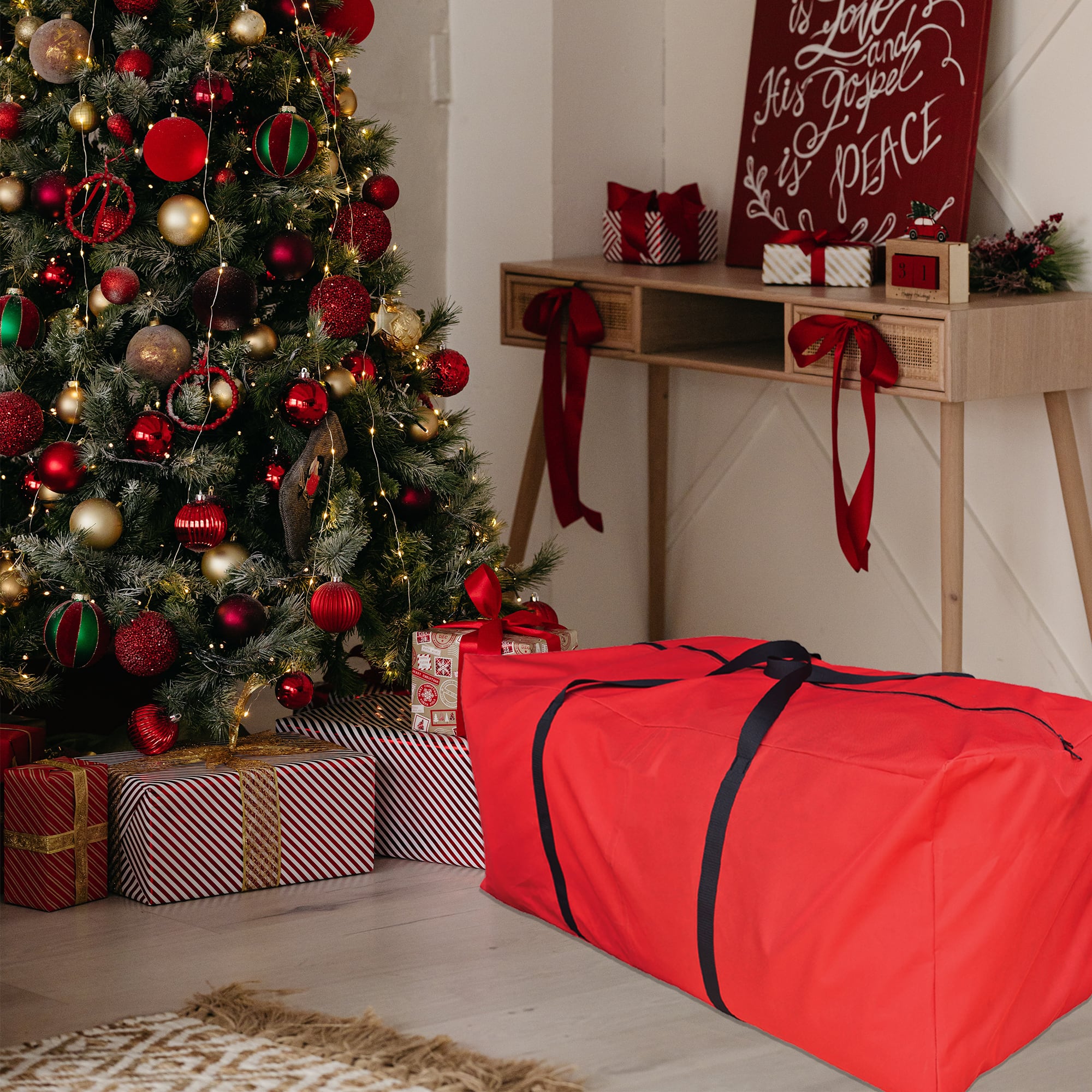 Large Red Christmas Holiday Storage Bag