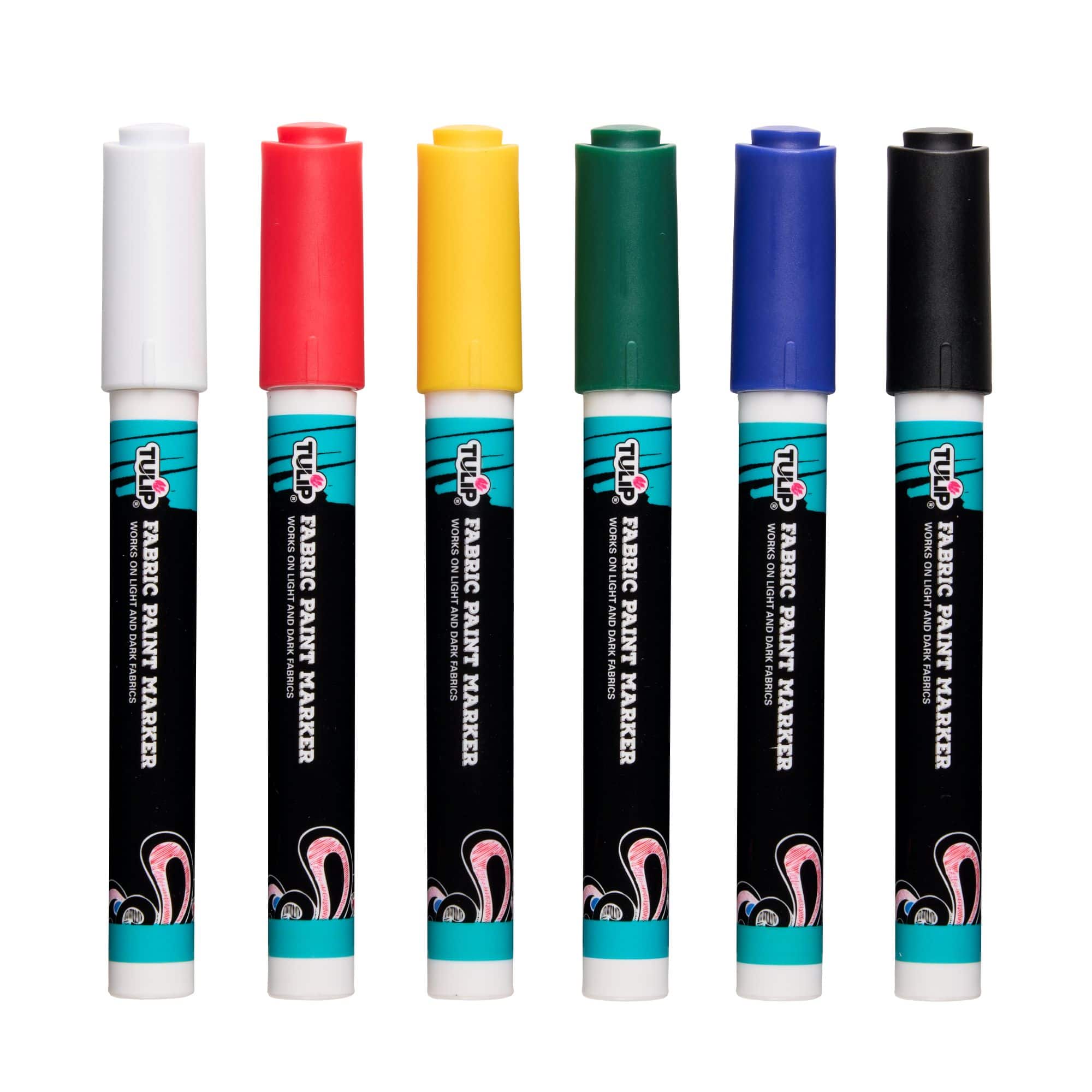 Michaels, Tulip® Primary 6 Colour Permanent Bullet Tip Fabric Paint Marker Set – Category: Fabric Paint
