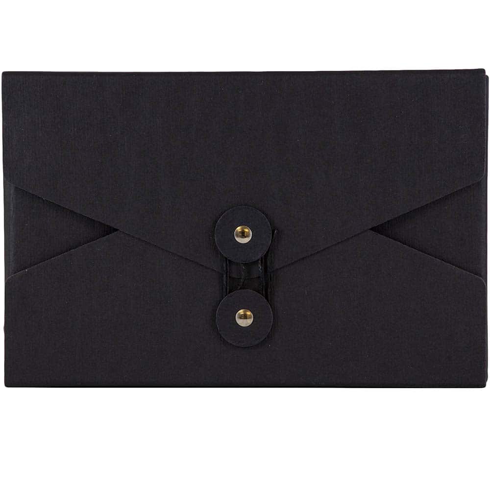 JAM Paper Black Kraft Portfolio with Button and String Tie Closure 5.5" x 8.5"