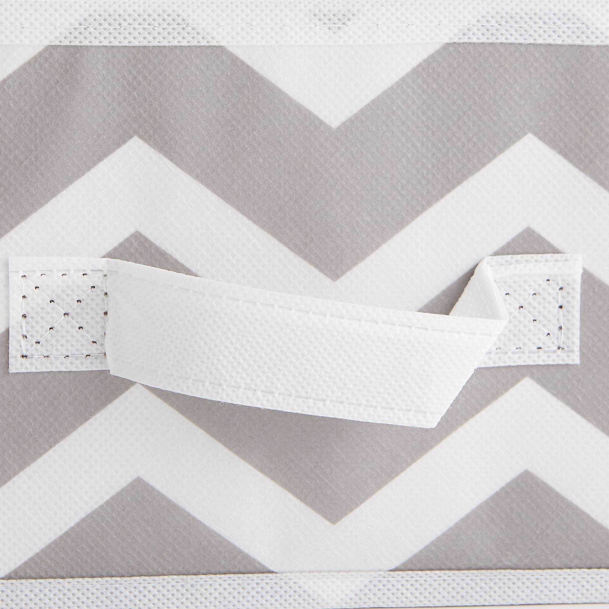 DII® 11" Gray Chevron Square Bin Set, 2ct.