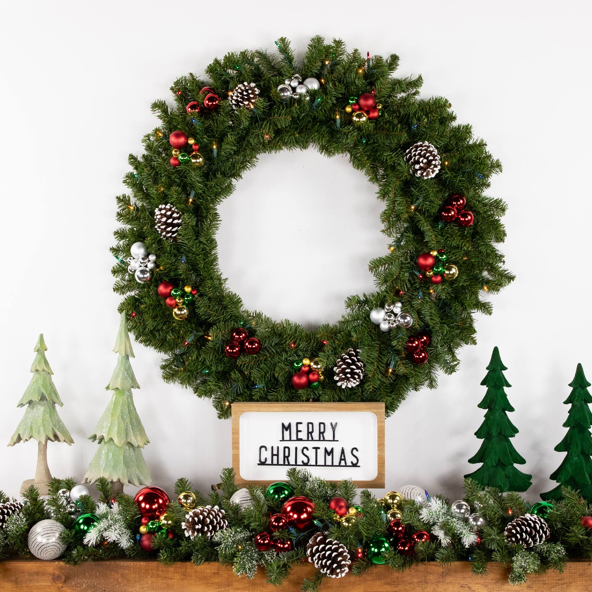 36" Pre-Lit Artificial Christmas Canadian Pine Wreath