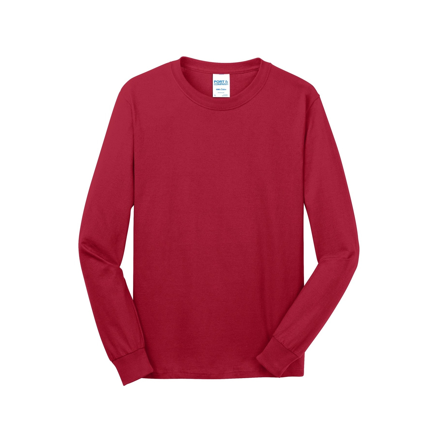 Port & Company® Long Sleeve Adult Core Cotton T-Shirt, Size: X