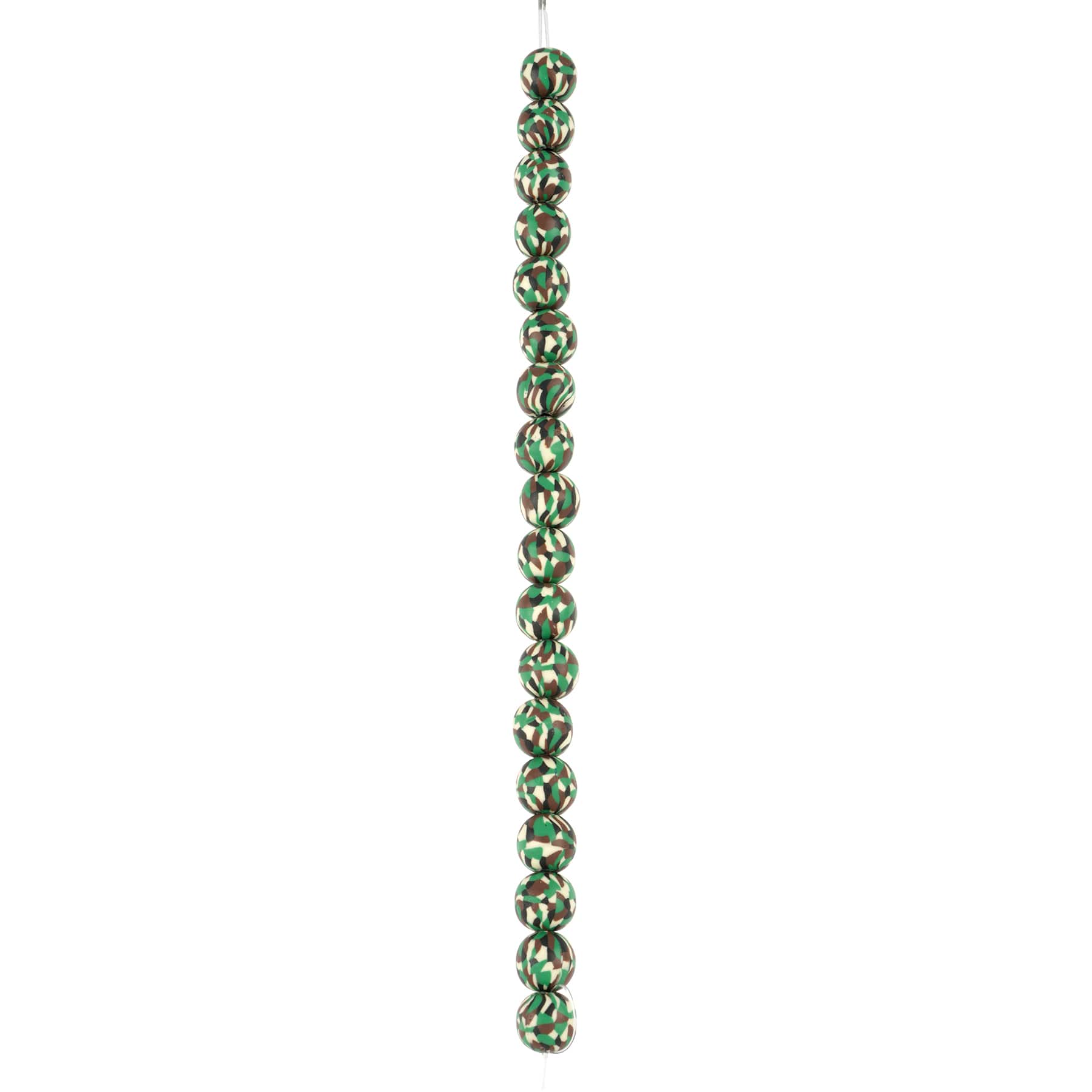 Green Camouflage Clay Round Beads, 9.5mm by Bead Landing™