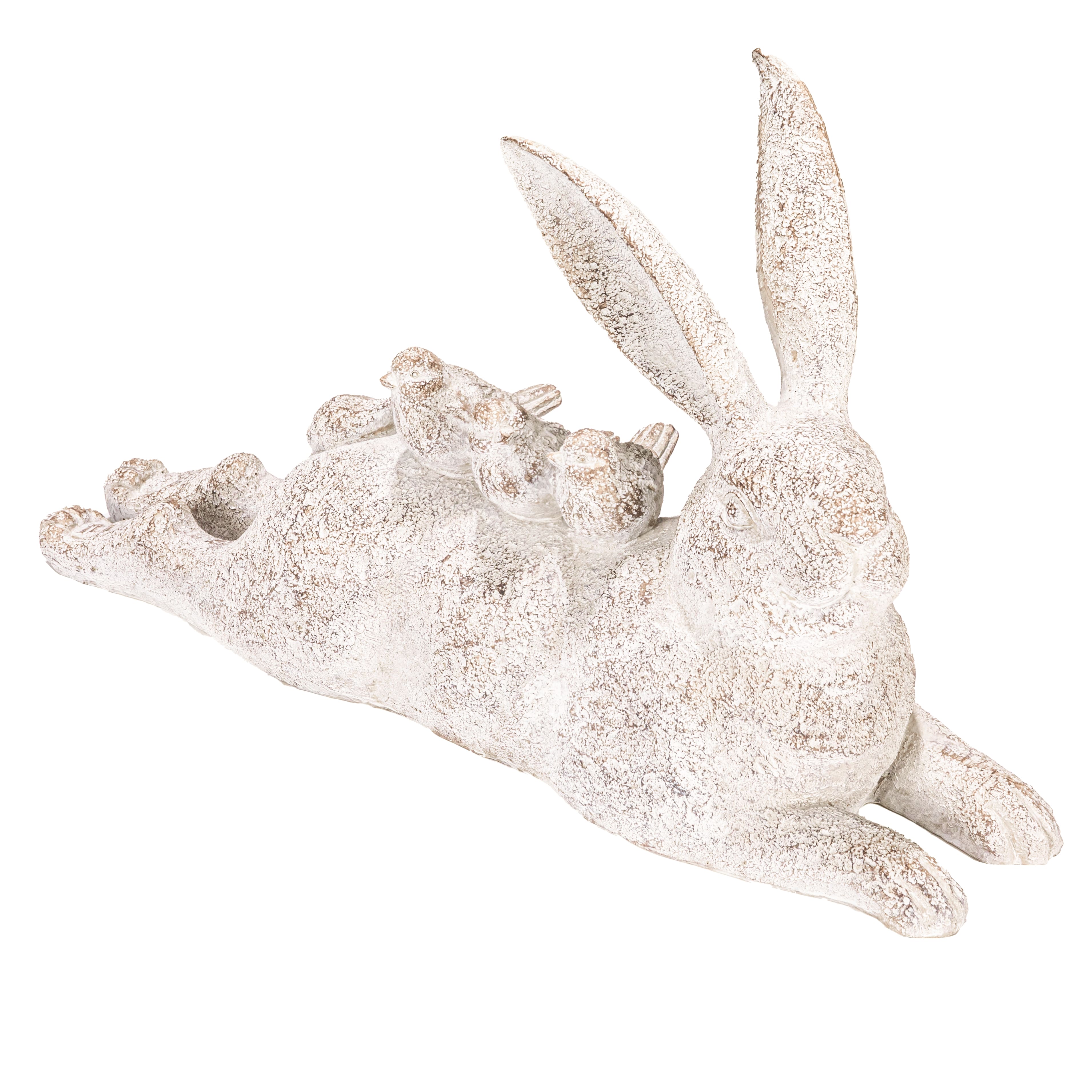 Hello Honey® 16.5" Decorative Resting Rabbit with Birds Figurine
