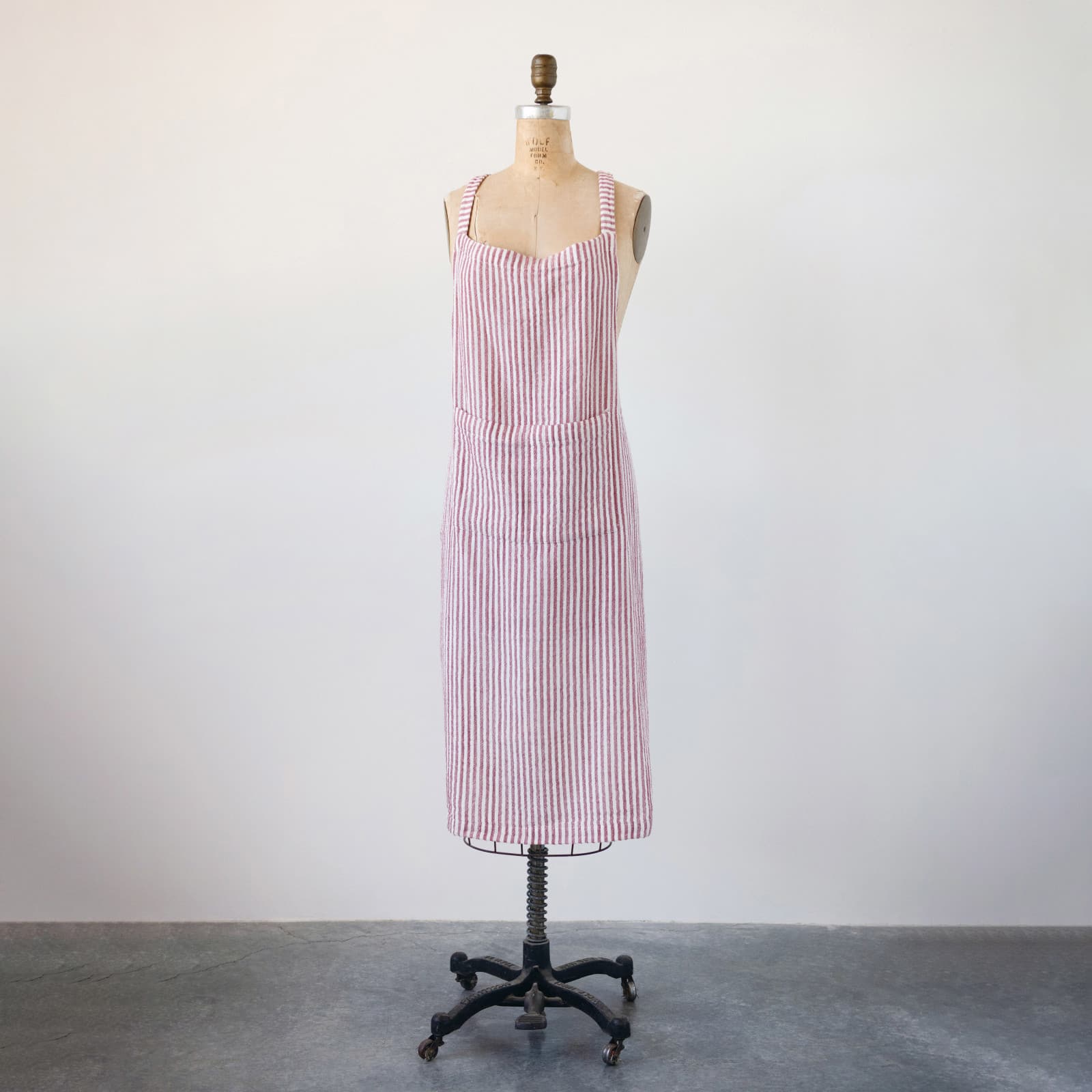 Hello Honey® 38" Red & White Woven Cotton Striped Apron