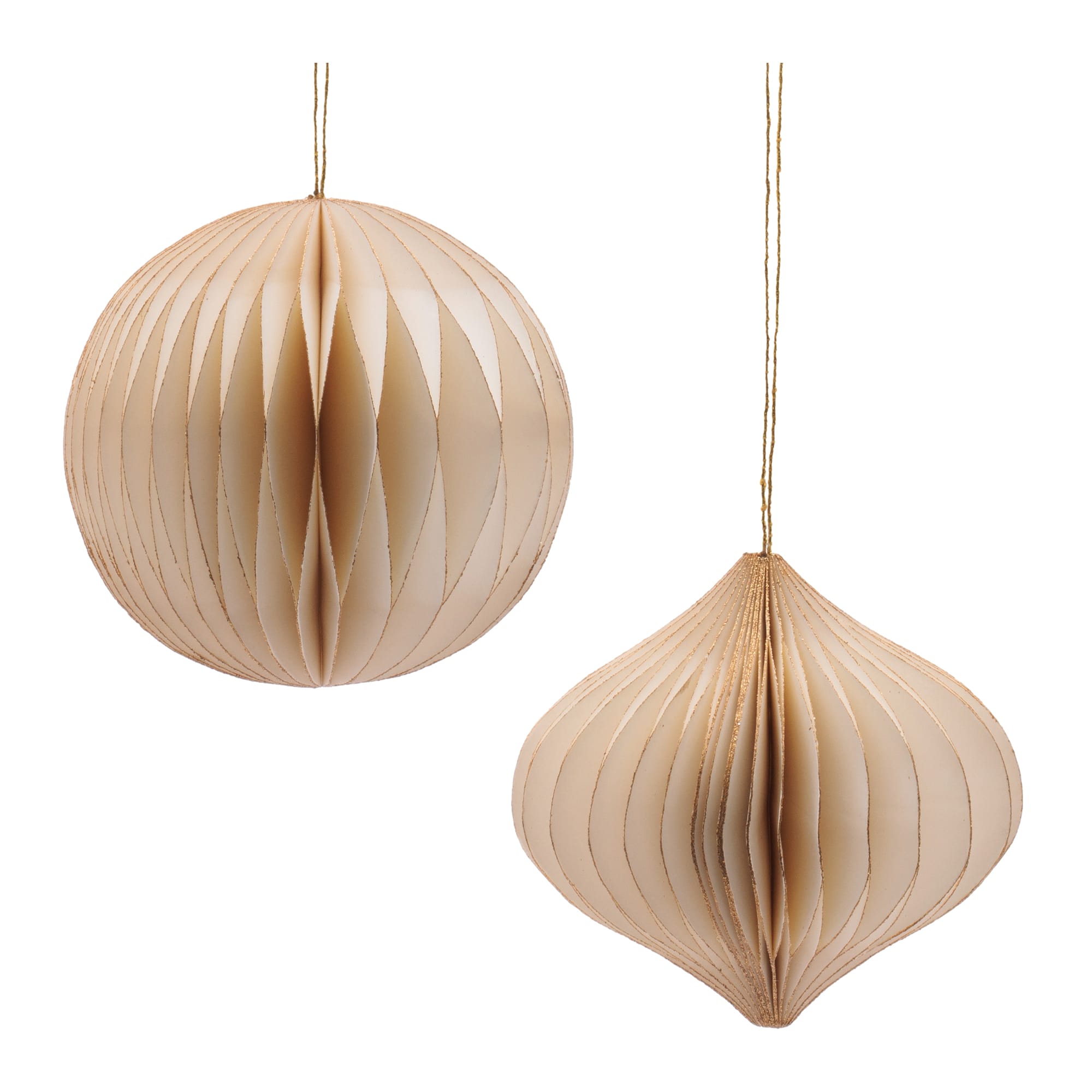 Melrose White Round & Onion Paper Ornaments Set