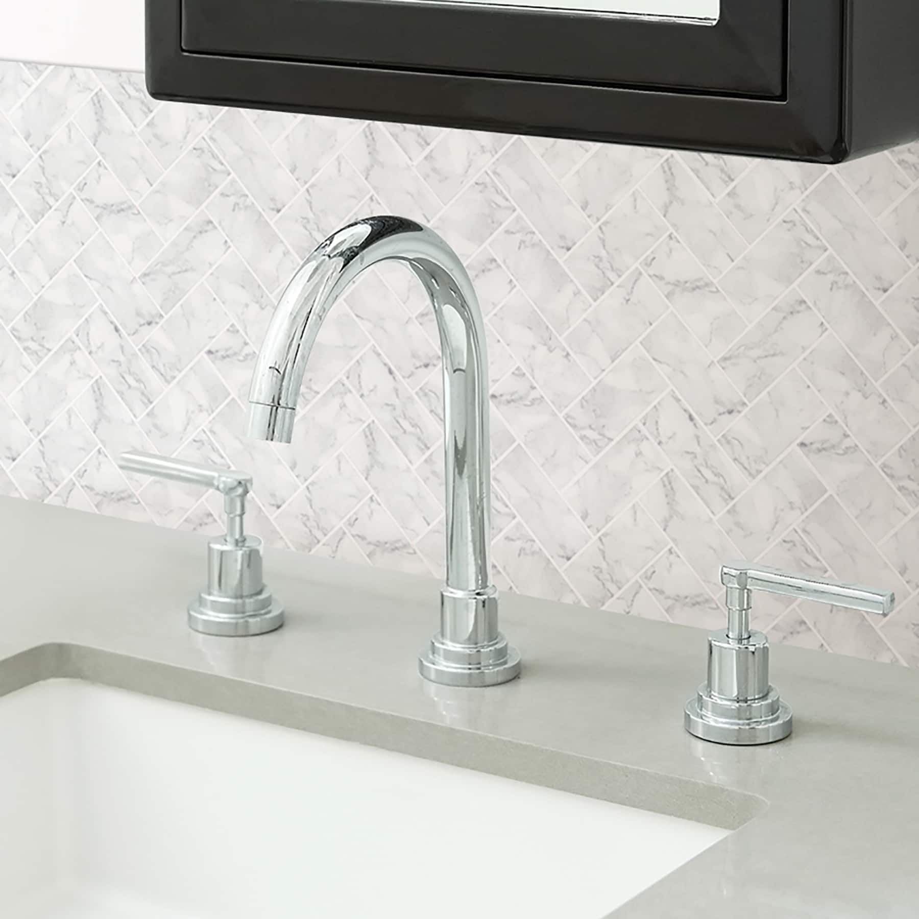 InHome Herringbone Carrara Peel & Stick Backsplash Tiles