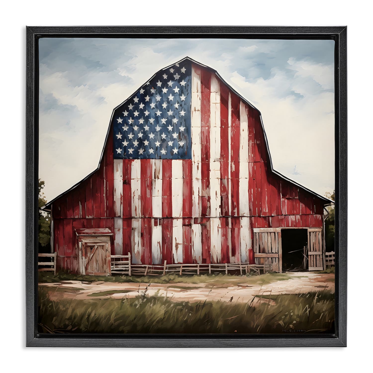 Stupell Industries Americana Barn View Floater Framed Art