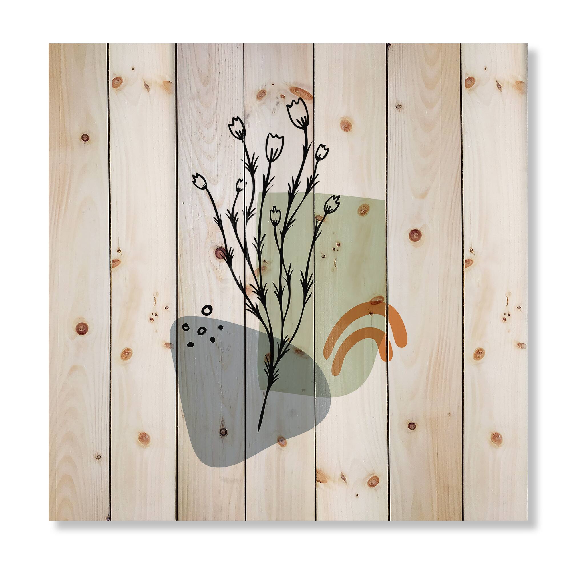 Designart - Abstract Flowers On Minimal Shapes II