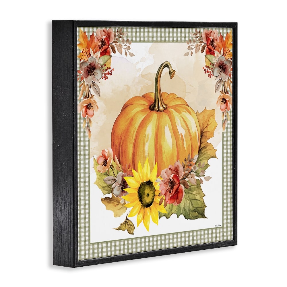 Stupell Industries Pumpkin with Flower Accent Framed Giclee Art